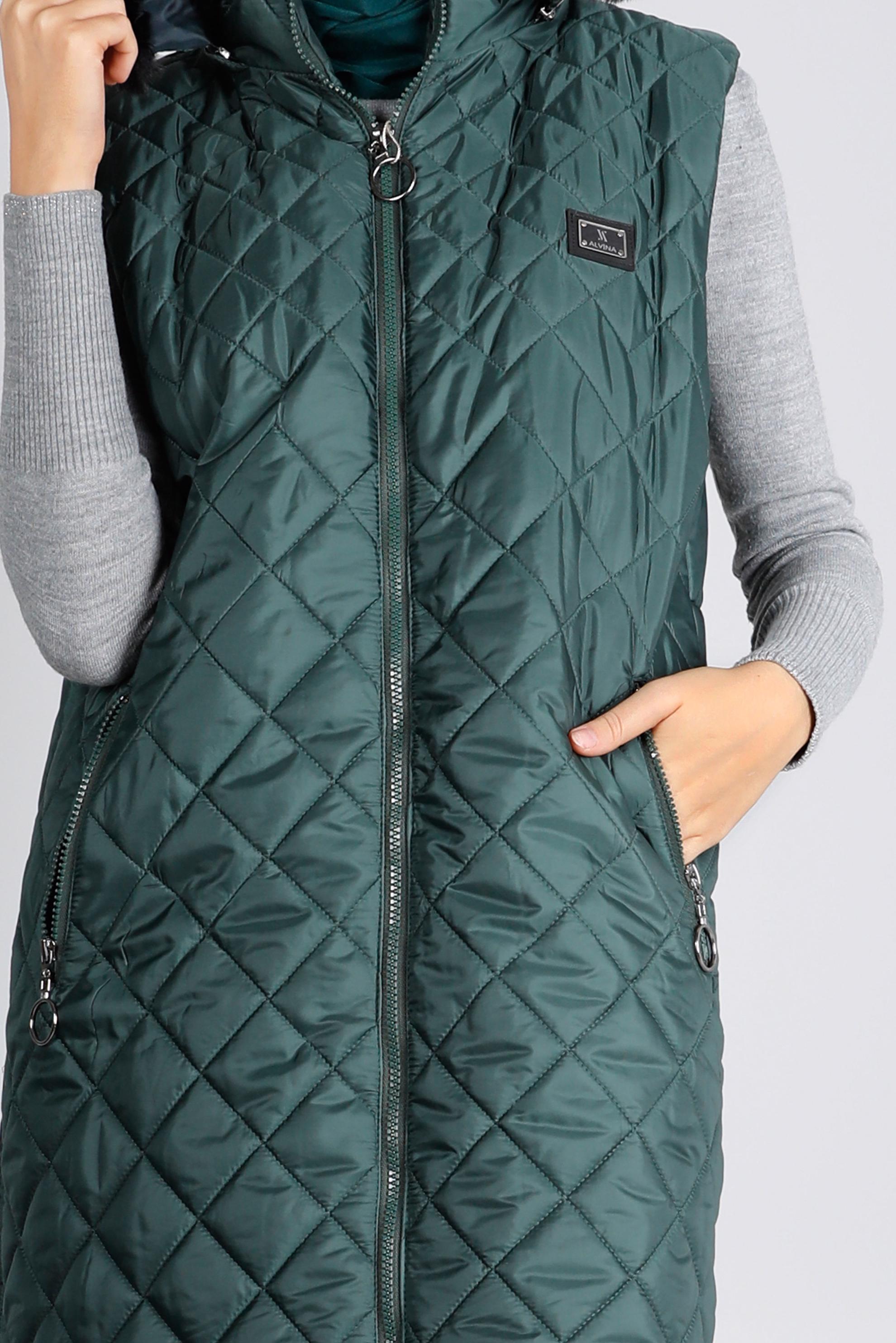 Vêtements hijab VERT GILET MATELASSÉ ZIPPÉ 90335