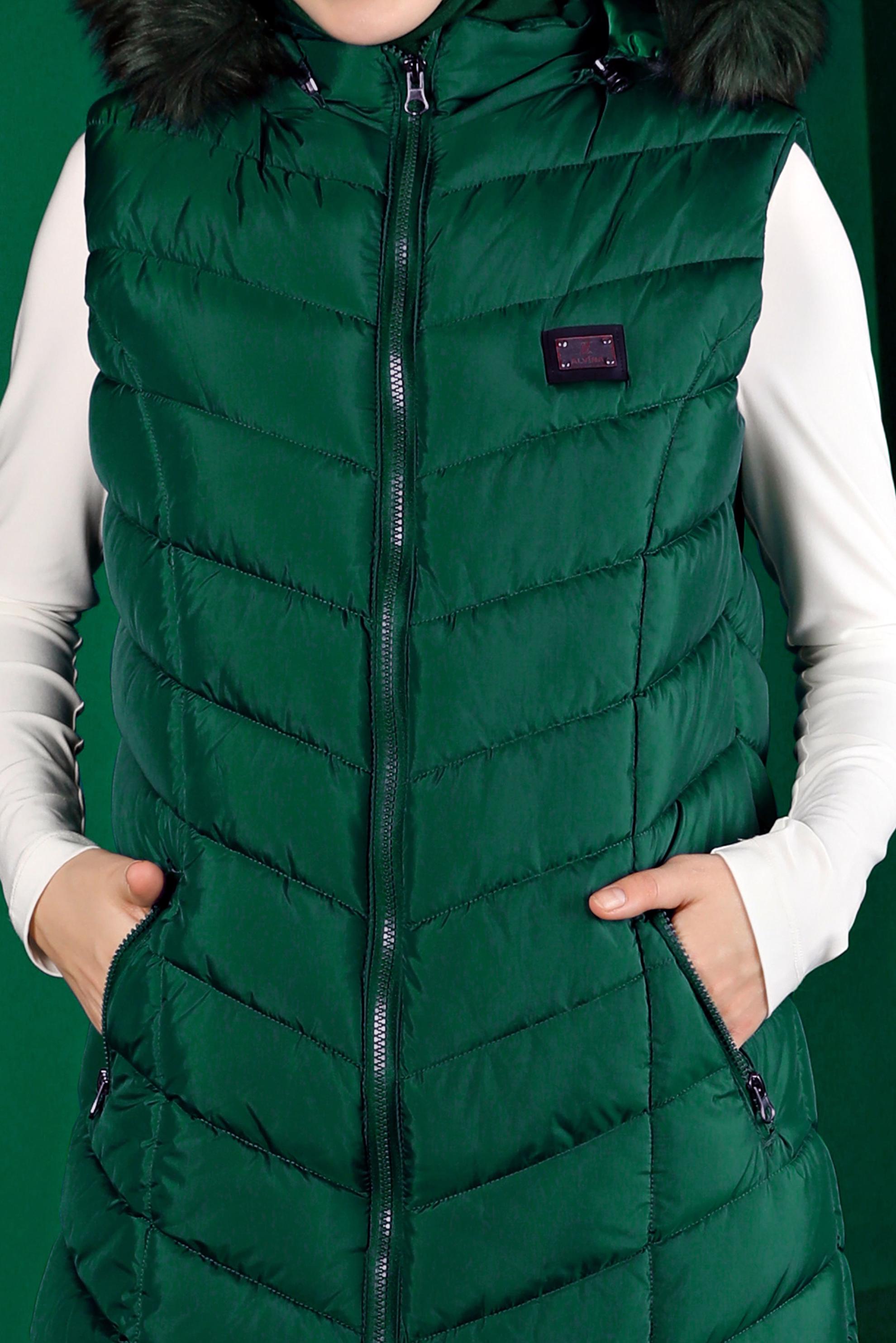 Vêtements hijab VERT VESTE REMBOURRÉE À CAPUCHE FOURRURE 90337