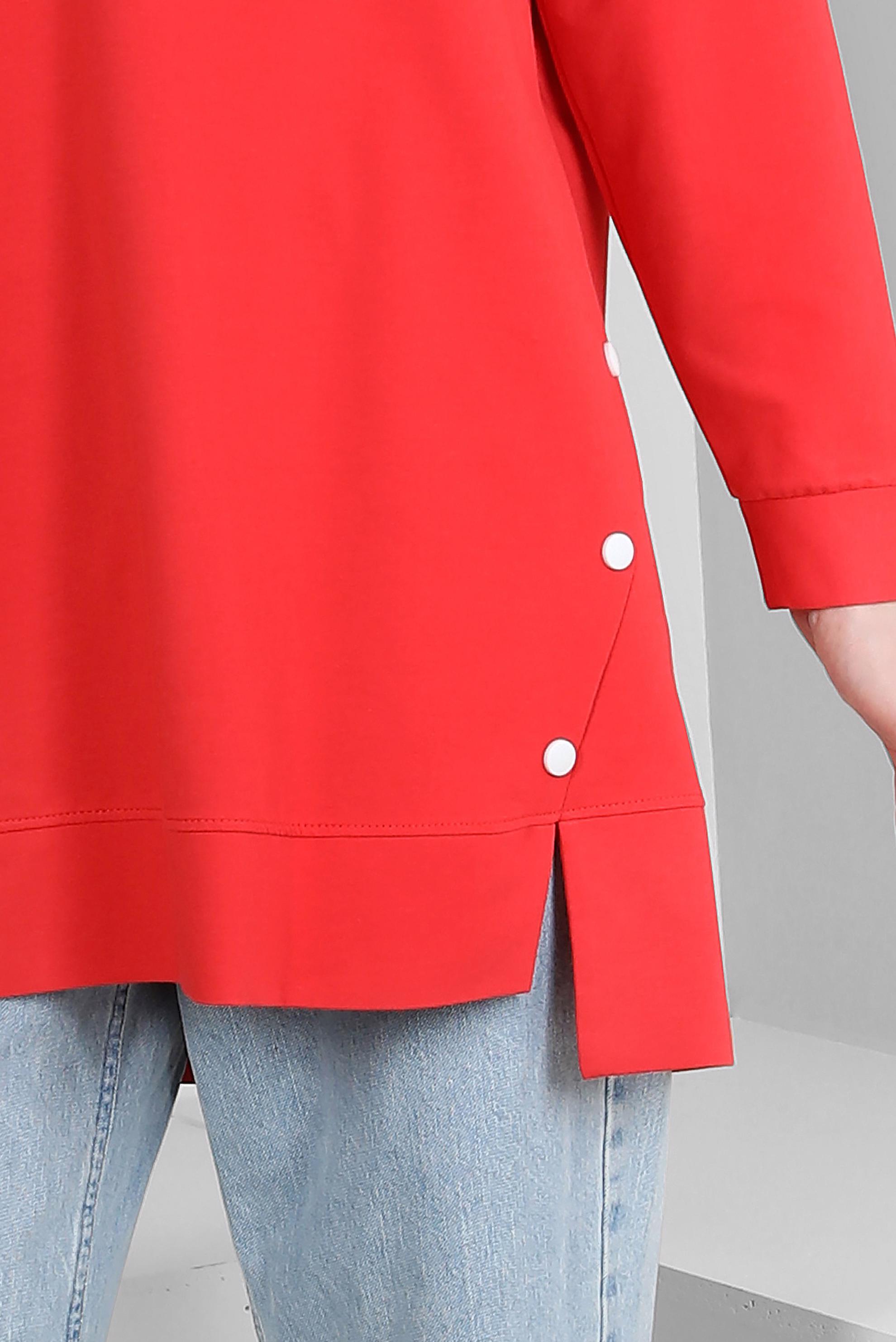 Tesettür giyim KIRMIZI YAZI BASKILI DÜĞME DETAYLI EŞOFMAN TUNİK 43562