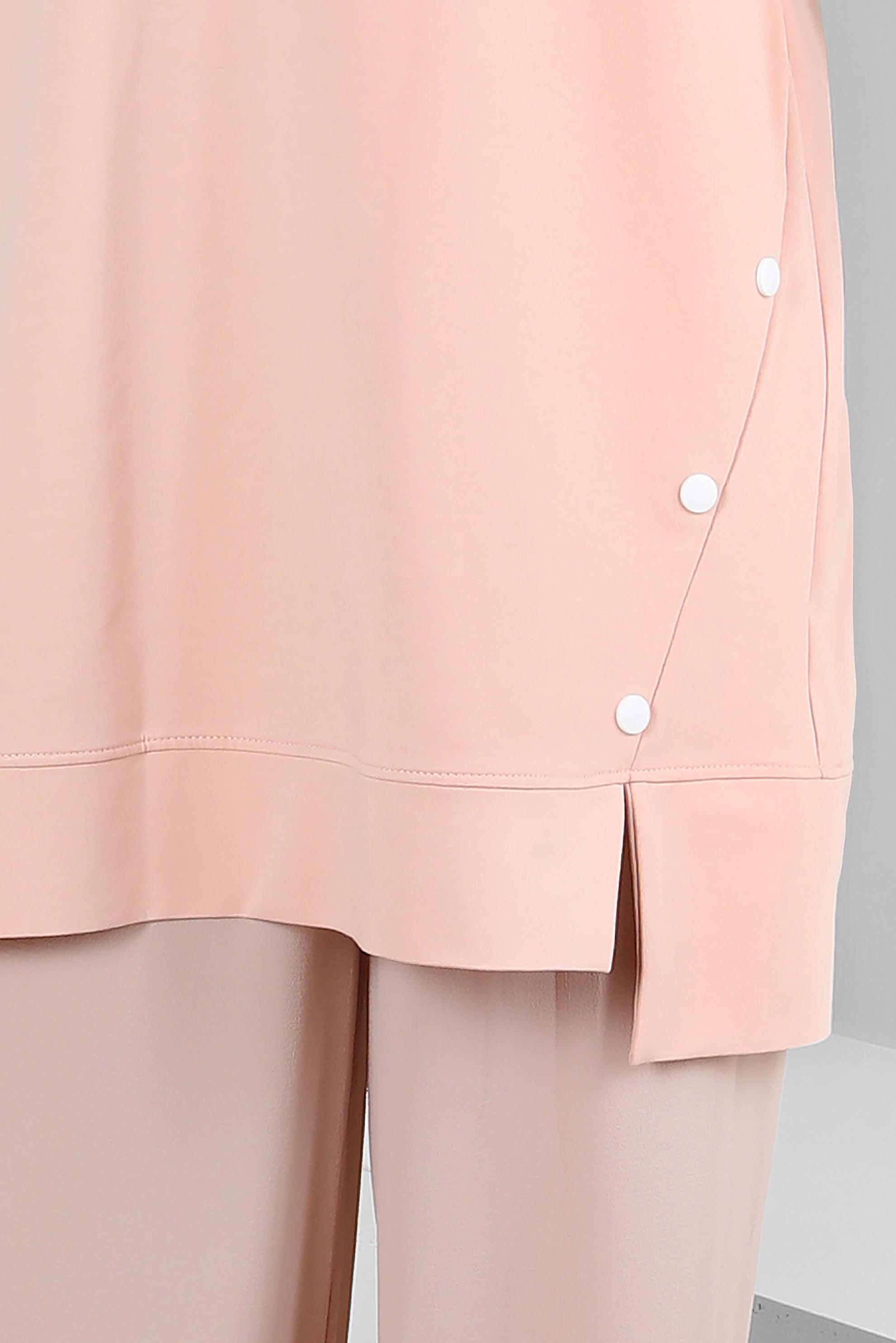 Tesettür giyim PUDRA YAZI BASKILI DÜĞME DETAYLI EŞOFMAN TUNİK 43562