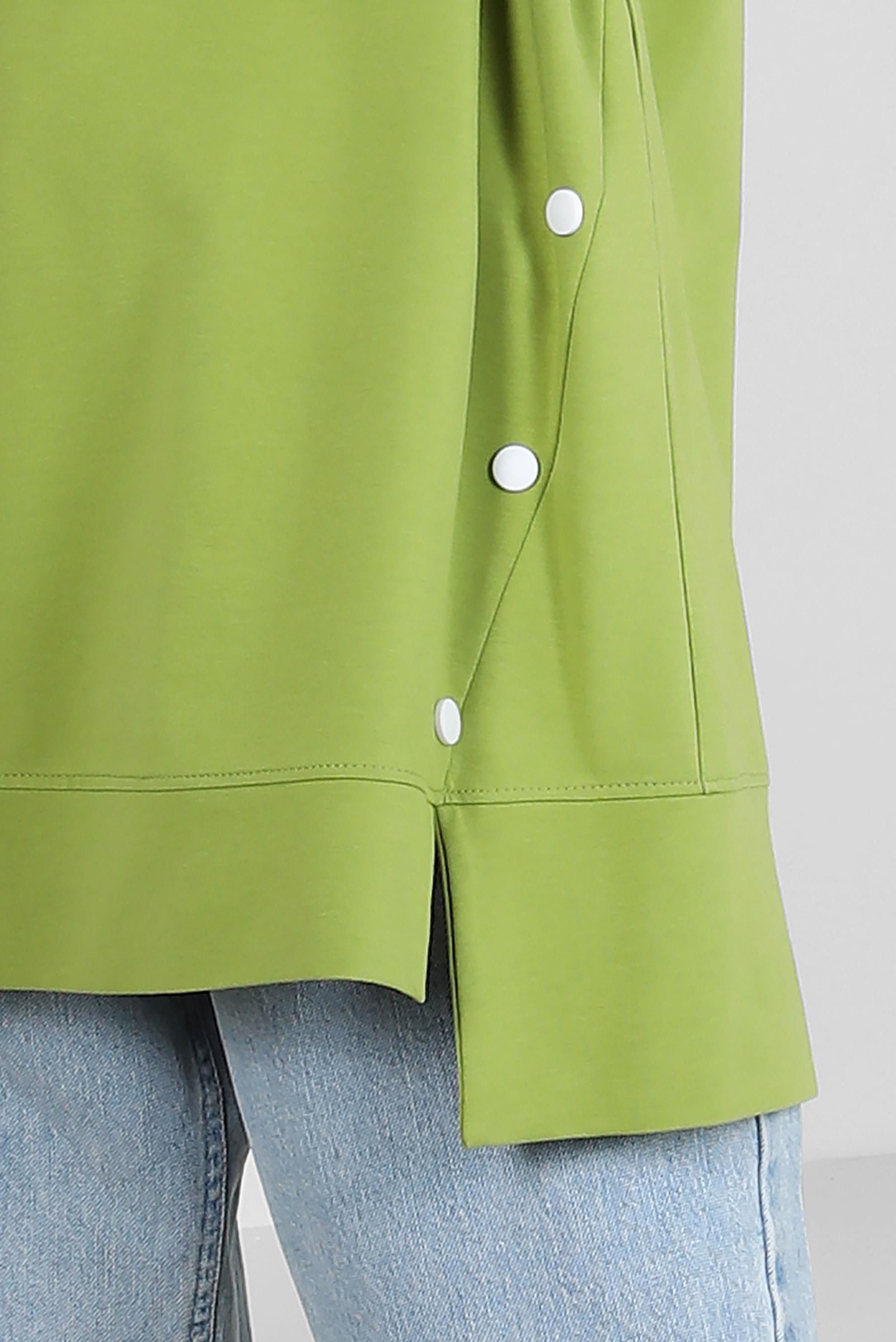 Tesettür giyim YEŞİL YAZI BASKILI DÜĞME DETAYLI EŞOFMAN TUNİK 43562