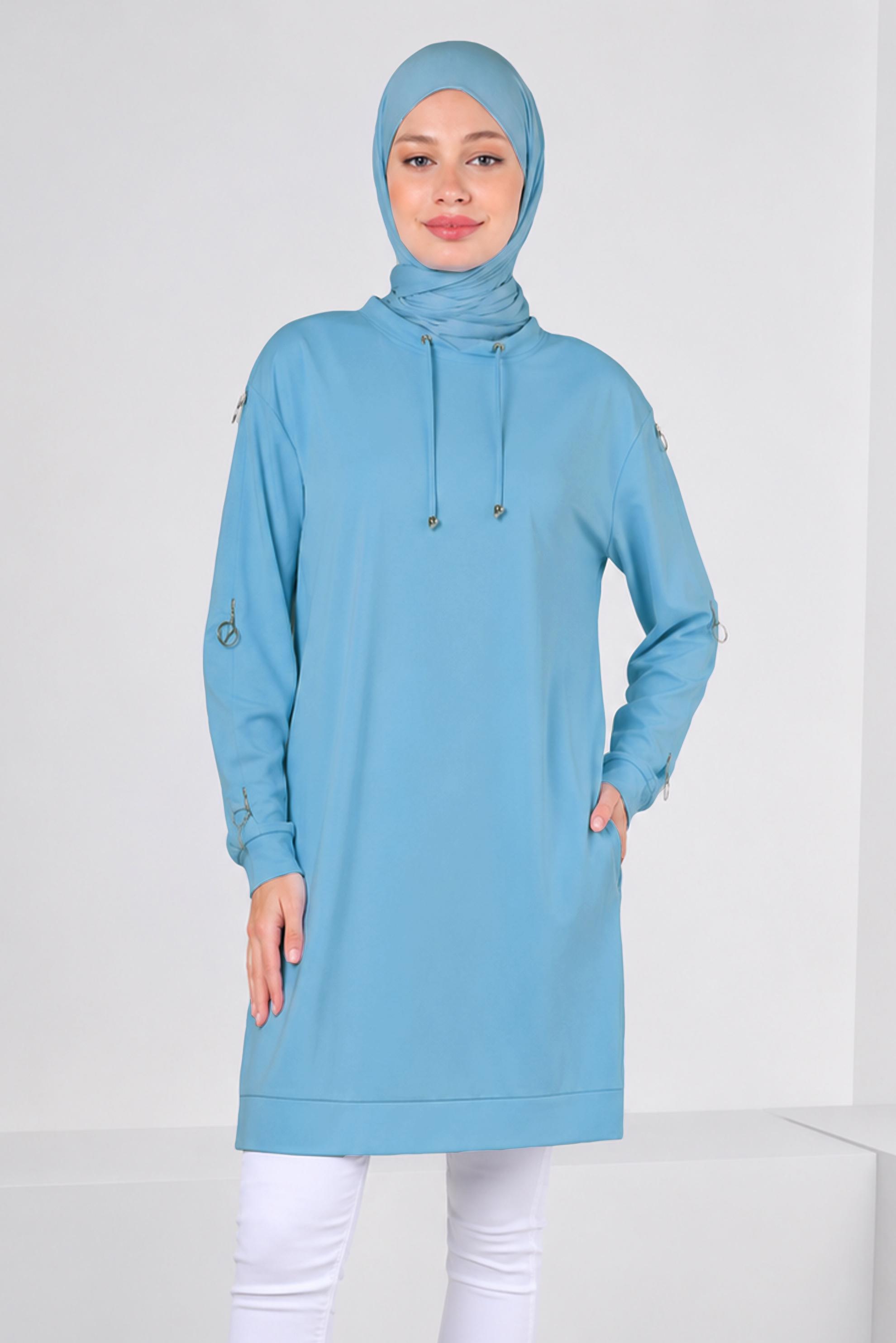 Hijab clothing BLUE ACCESSORY DETAIL TRACKSUIT TUNIC 43851