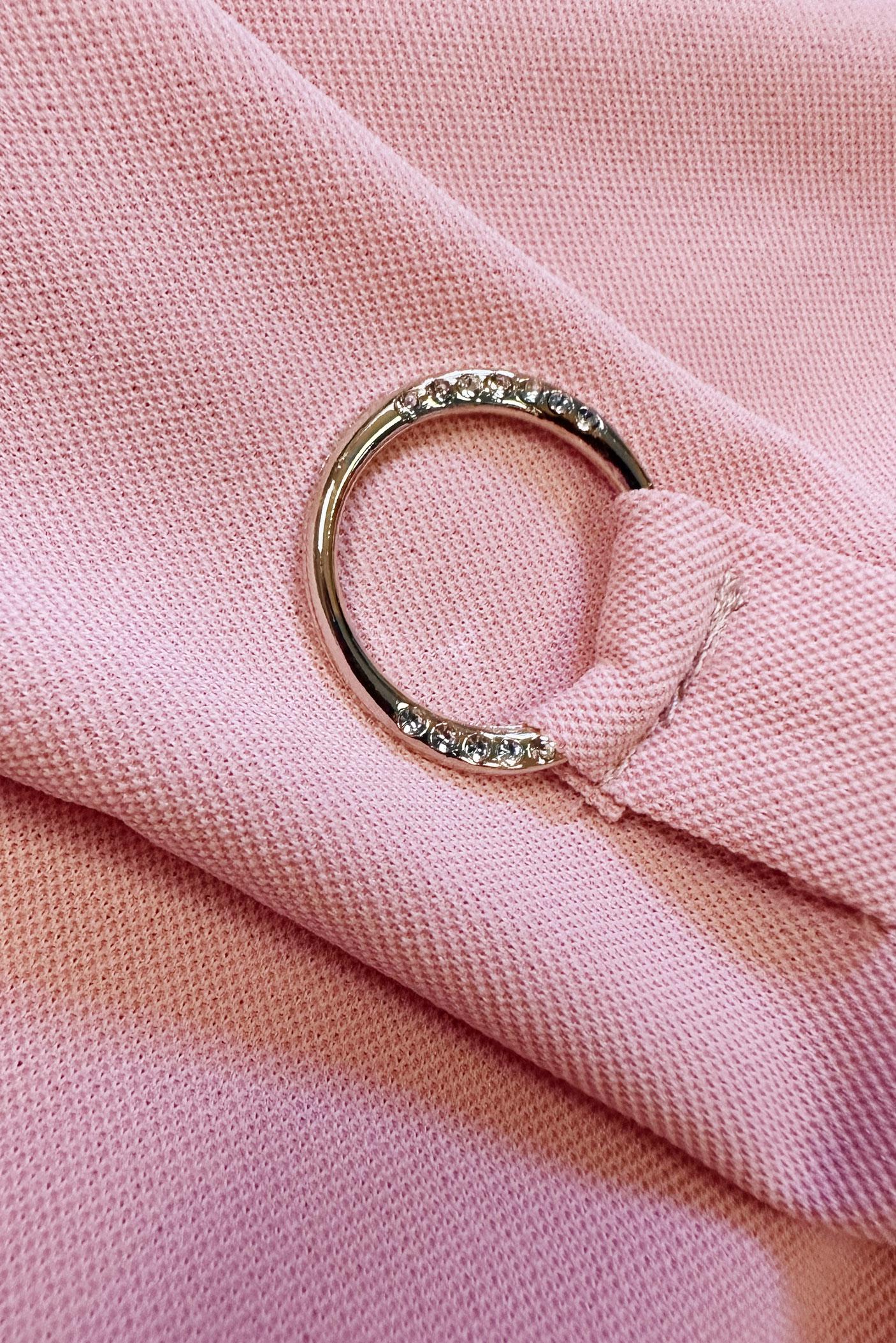 Tesettür giyim PUDRA METAL AKSESUARLI YAKASI BAĞLAMALI EŞOFMAN TUNİK 43851