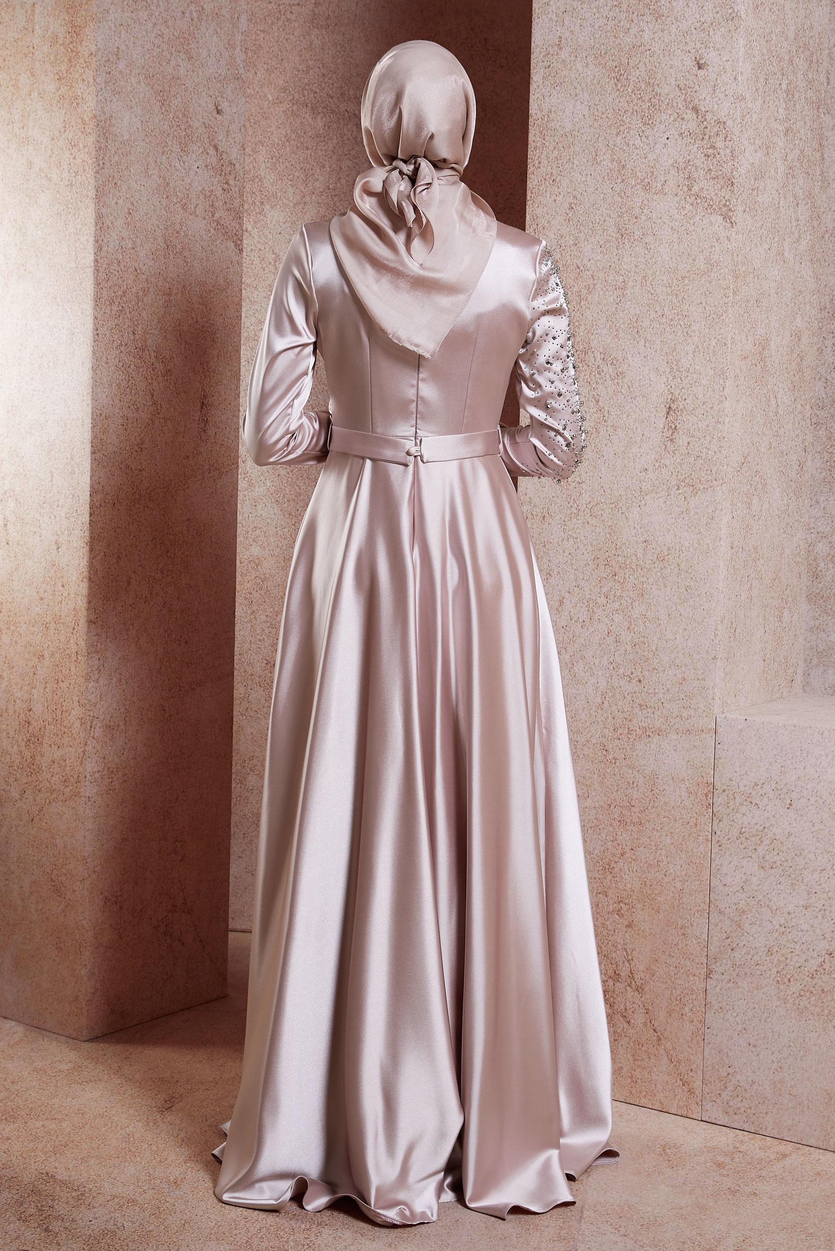 Vêtements hijab POUDRE ROBE DE SOIRÉE EN SATIN 50218