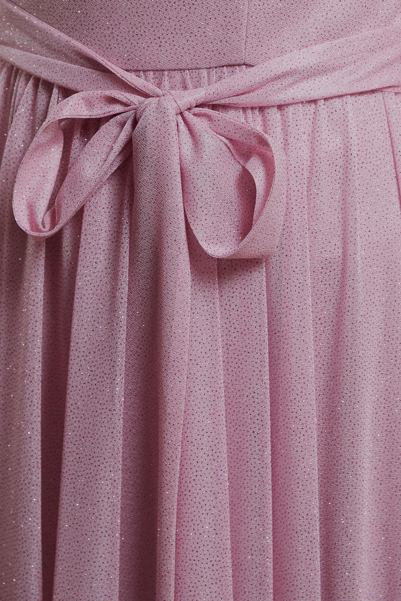 Tesettür giyim PEMBE FIRFIR DETAYLI SİMLİ ABİYE ELBİSE 50224