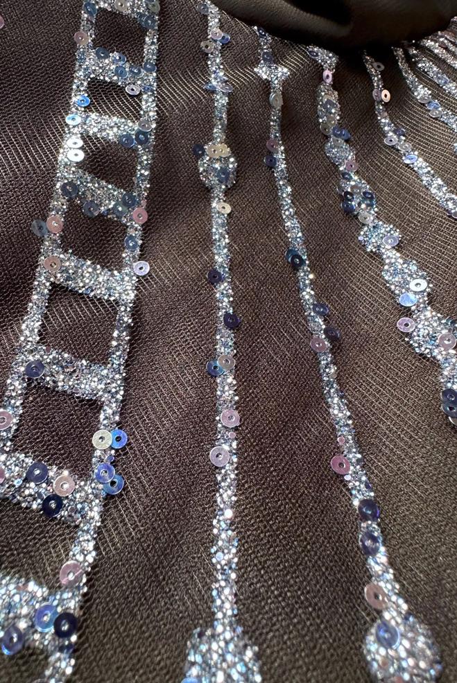 Tesettür giyim LACİVERT TÜL DETAYLI TAŞLI ABİYE 50251 - ALVİNA