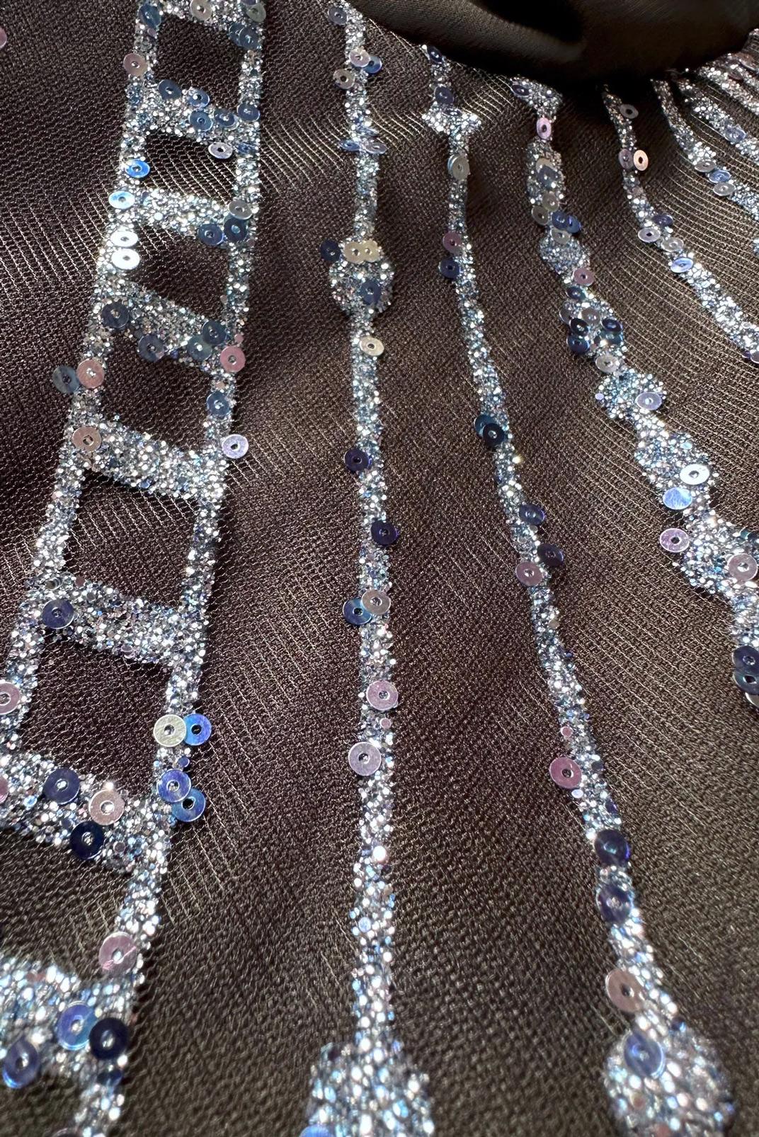 Tesettür giyim LACİVERT TÜL DETAYLI TAŞLI ABİYE 50251