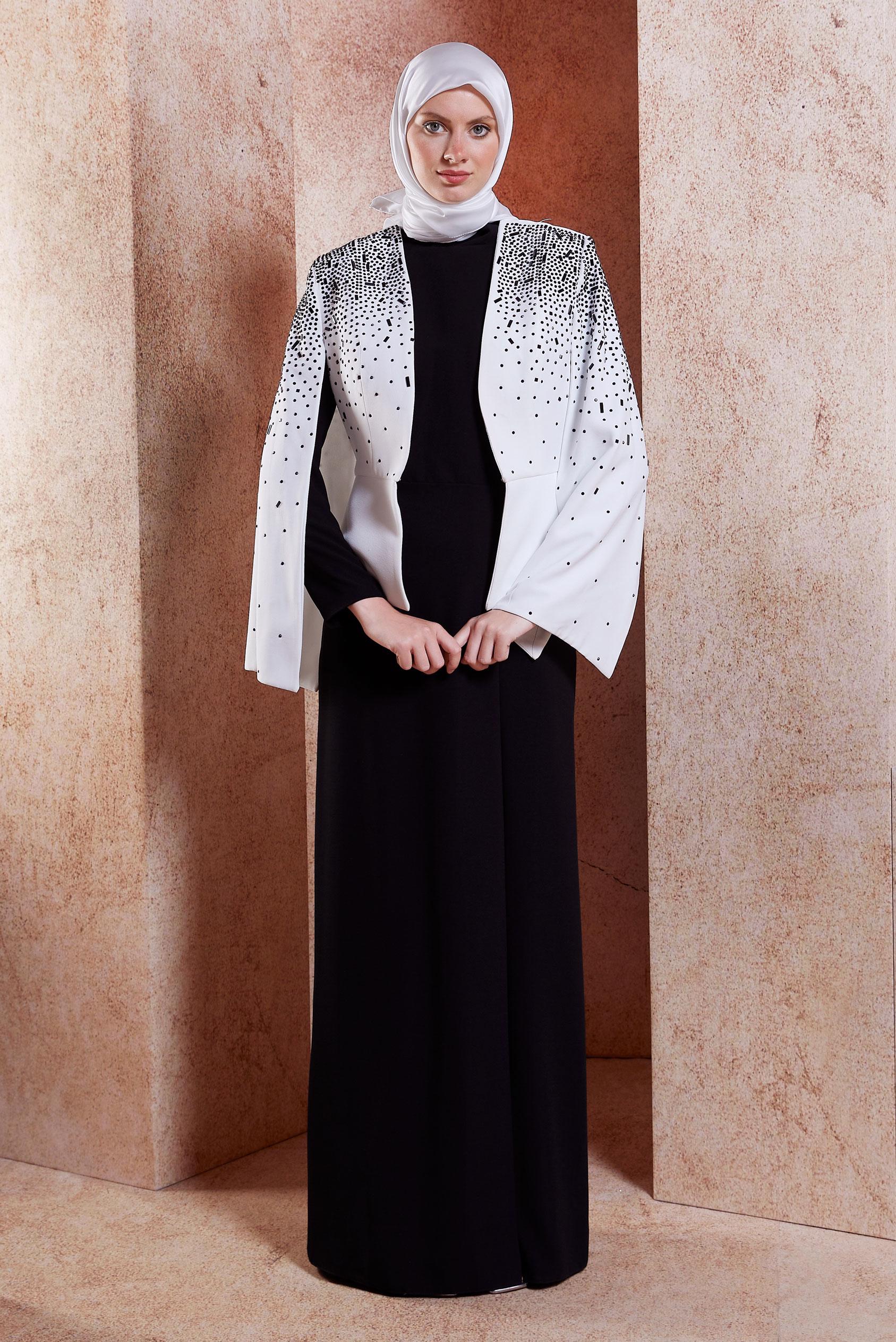 Hijab clothing ECRU DRESS SUIT WITH GEM DETAIL 30250