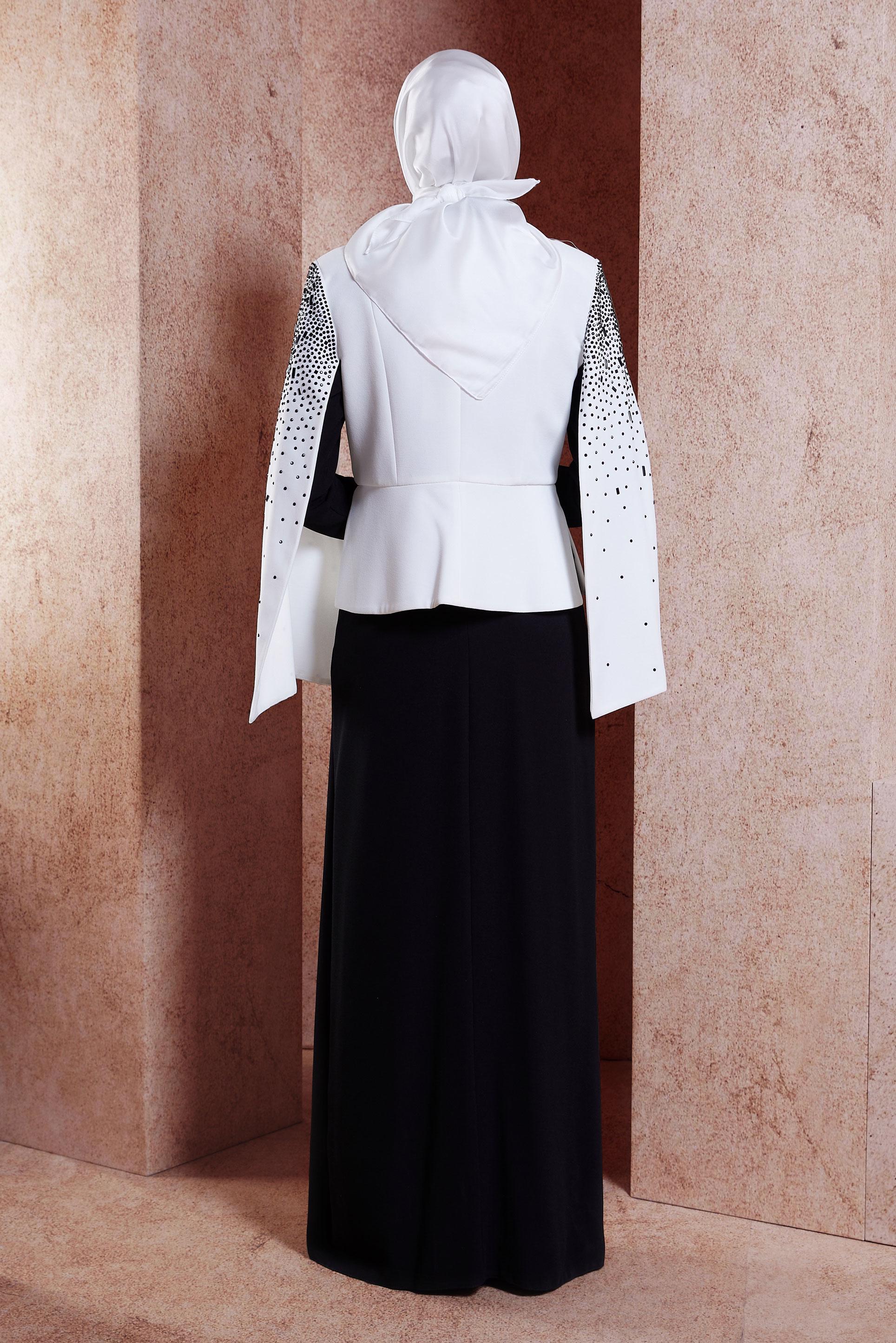 Hijab clothing ECRU DRESS SUIT WITH GEM DETAIL 30250