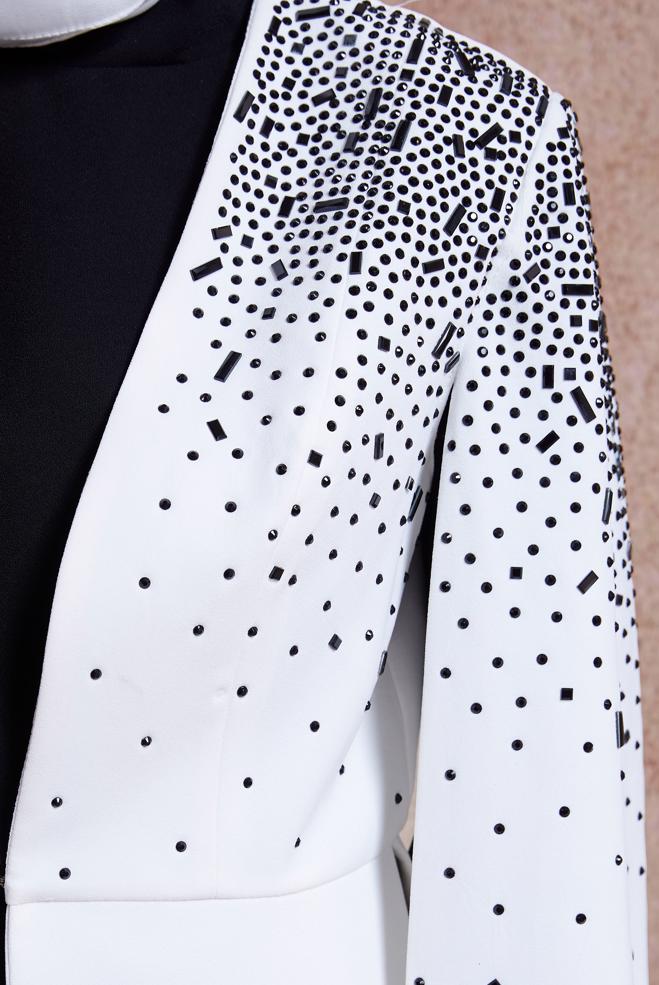 Hijab clothing ECRU DRESS SUIT WITH GEM DETAIL 30250 - ALVİNA