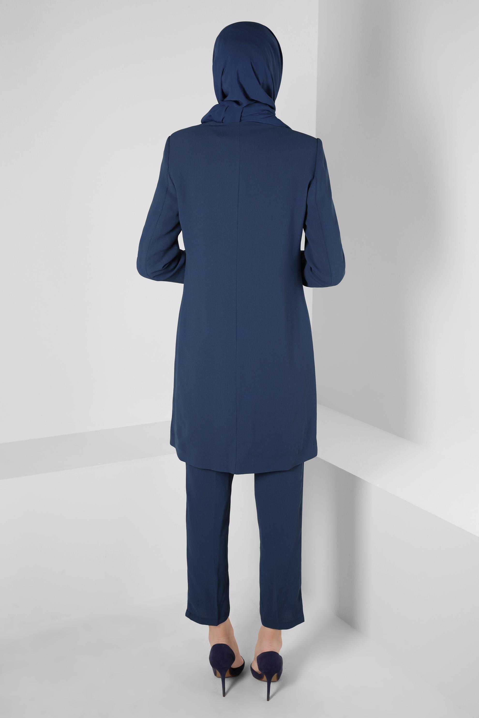 Tesettür giyim LACİVERT TAŞLI NAKIŞLI ÜÇLÜ PANT. TAKIM 30258 