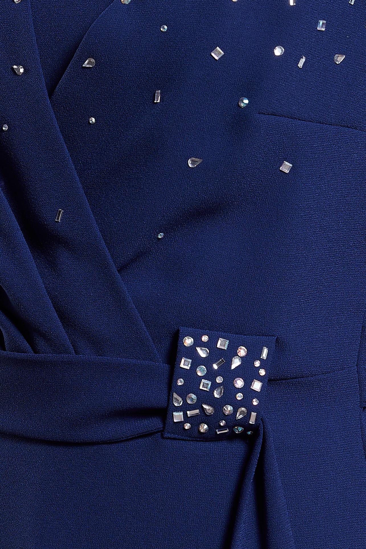 Tesettür giyim LACİVERT TAŞ DETAYLI PANTOLONLU TAKIM 30279