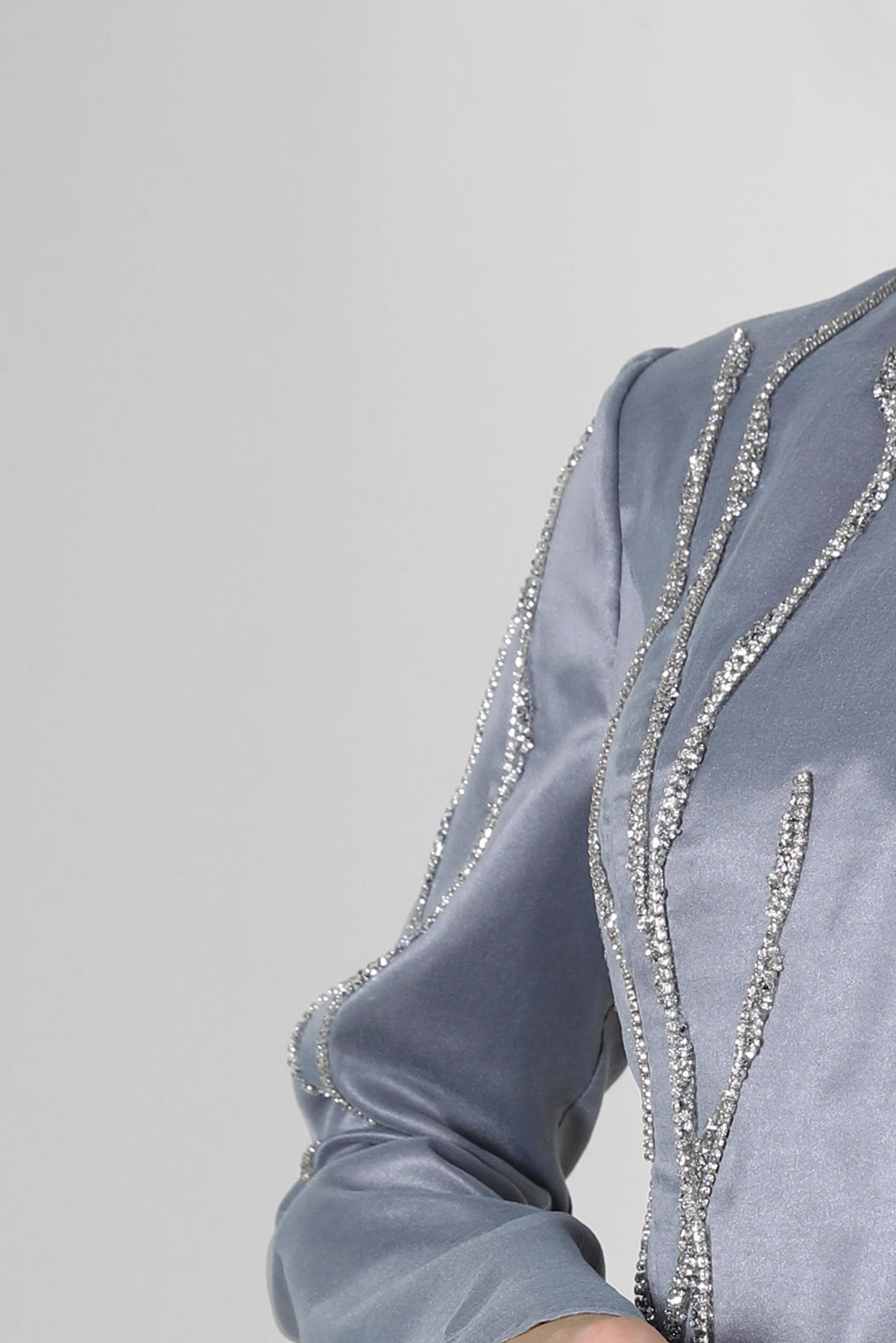 Tesettür giyim GÜMÜŞ TAŞ BASKILI TÜL DETAYLI ABİYE ELBİSE 50301