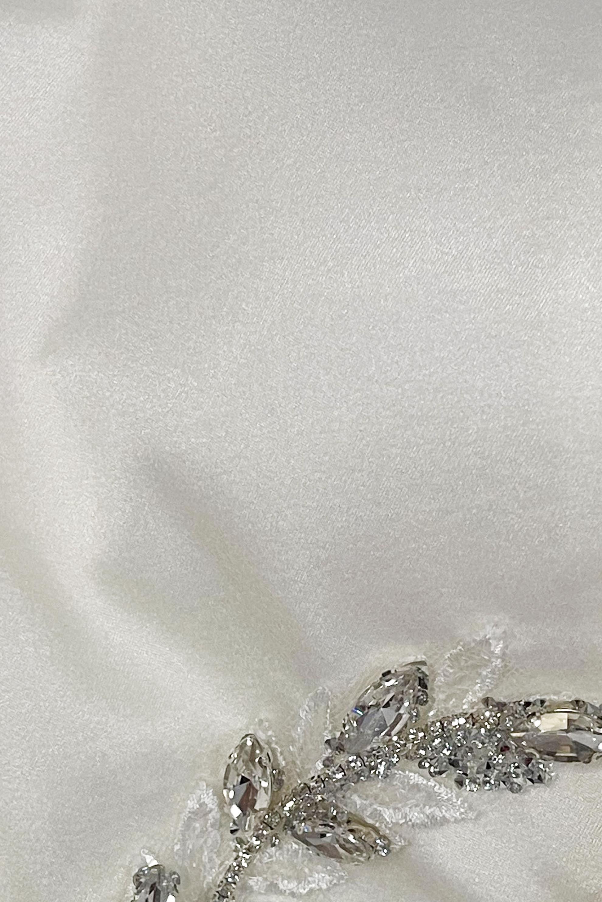 Tesettür giyim EKRU TAŞ İŞLEMELİ TÜL DETAYLI ABİYE ELBİSE 50302