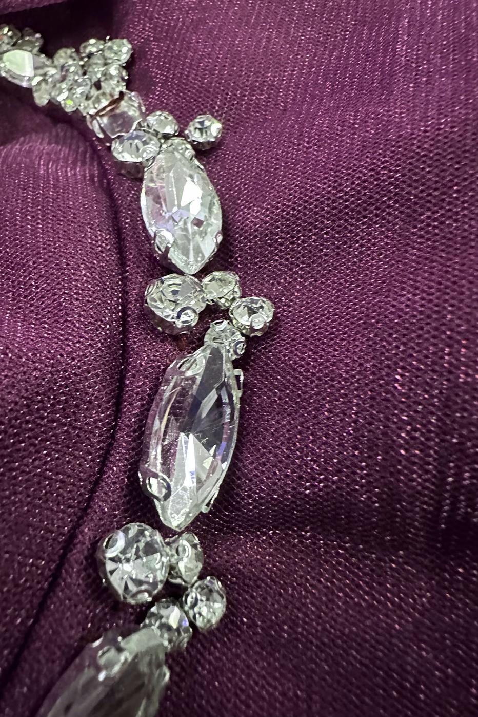 Vêtements hijab PRUNE ROBE DE SOIRÉE EN TULLE AVEC CEINTURE 50305