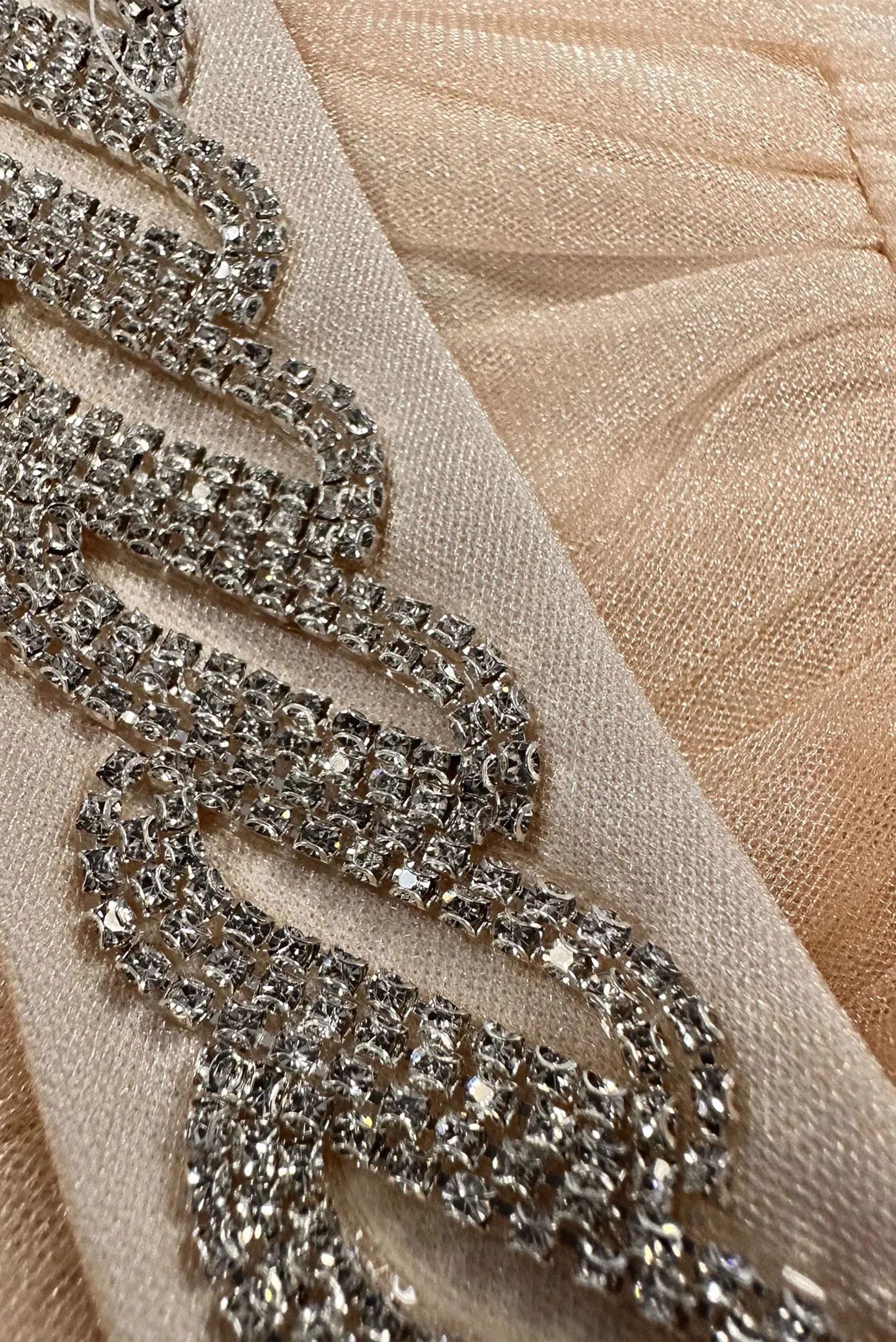 Vêtements hijab POUDRE ROBE DE SOIRÉE DÉTAIL GEM AVEC TULLE 50306