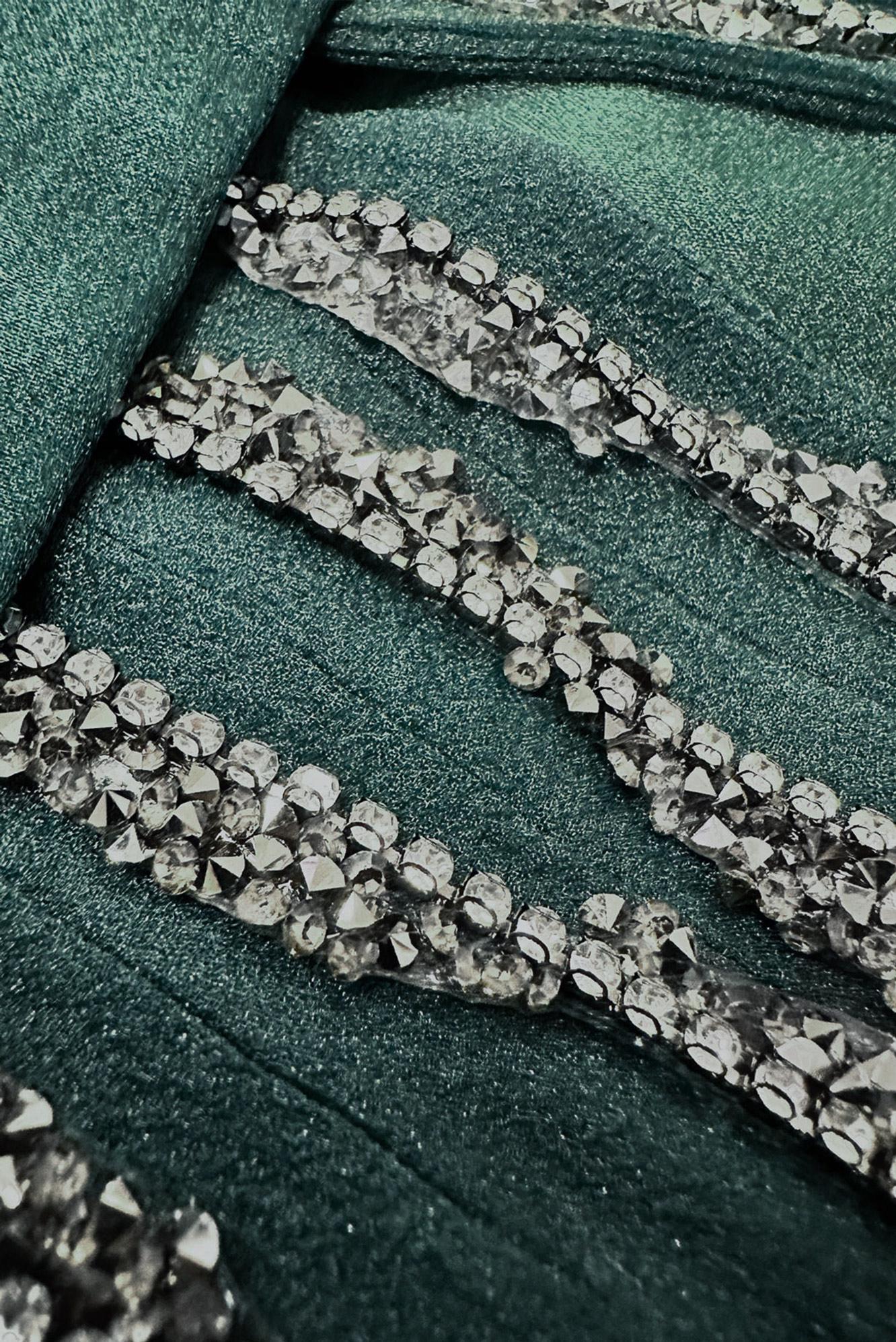 Tesettür giyim YEŞİL DİK YAKA TAŞ BASKILI ABİYE ELBİSE 50308