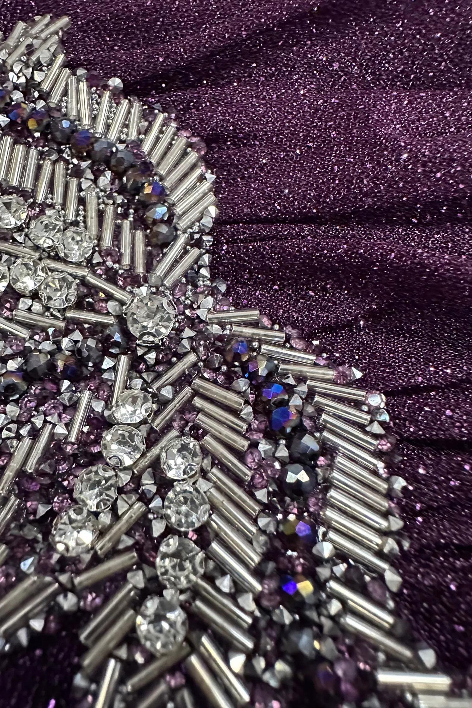 Tesettür giyim MÜRDÜM SİMLİ KEMERLİ TÜL DETAYLI ABİYE ELBİSE 50309