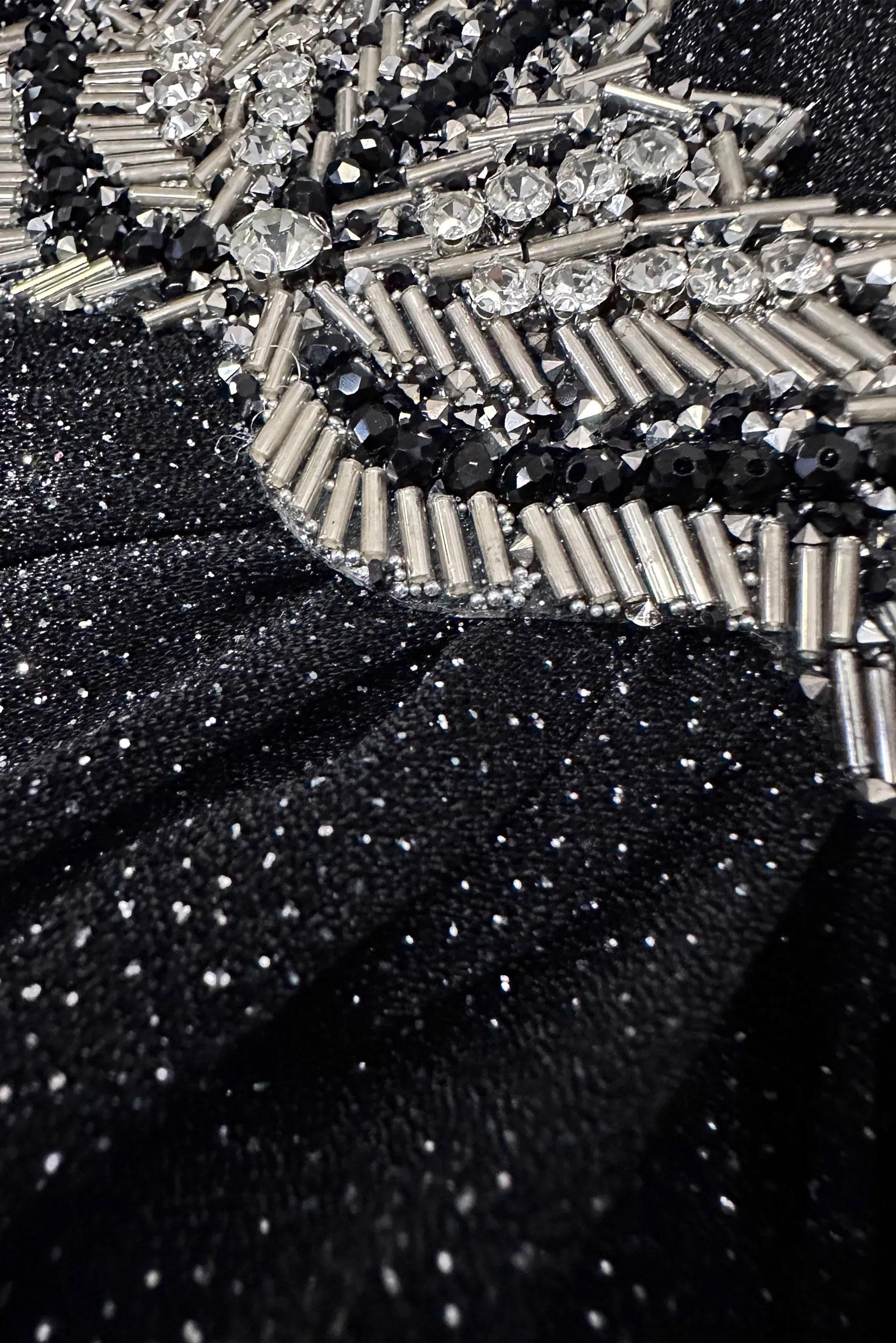 Tesettür giyim SİYAH SİMLİ KEMERLİ TÜL DETAYLI ABİYE ELBİSE 50309