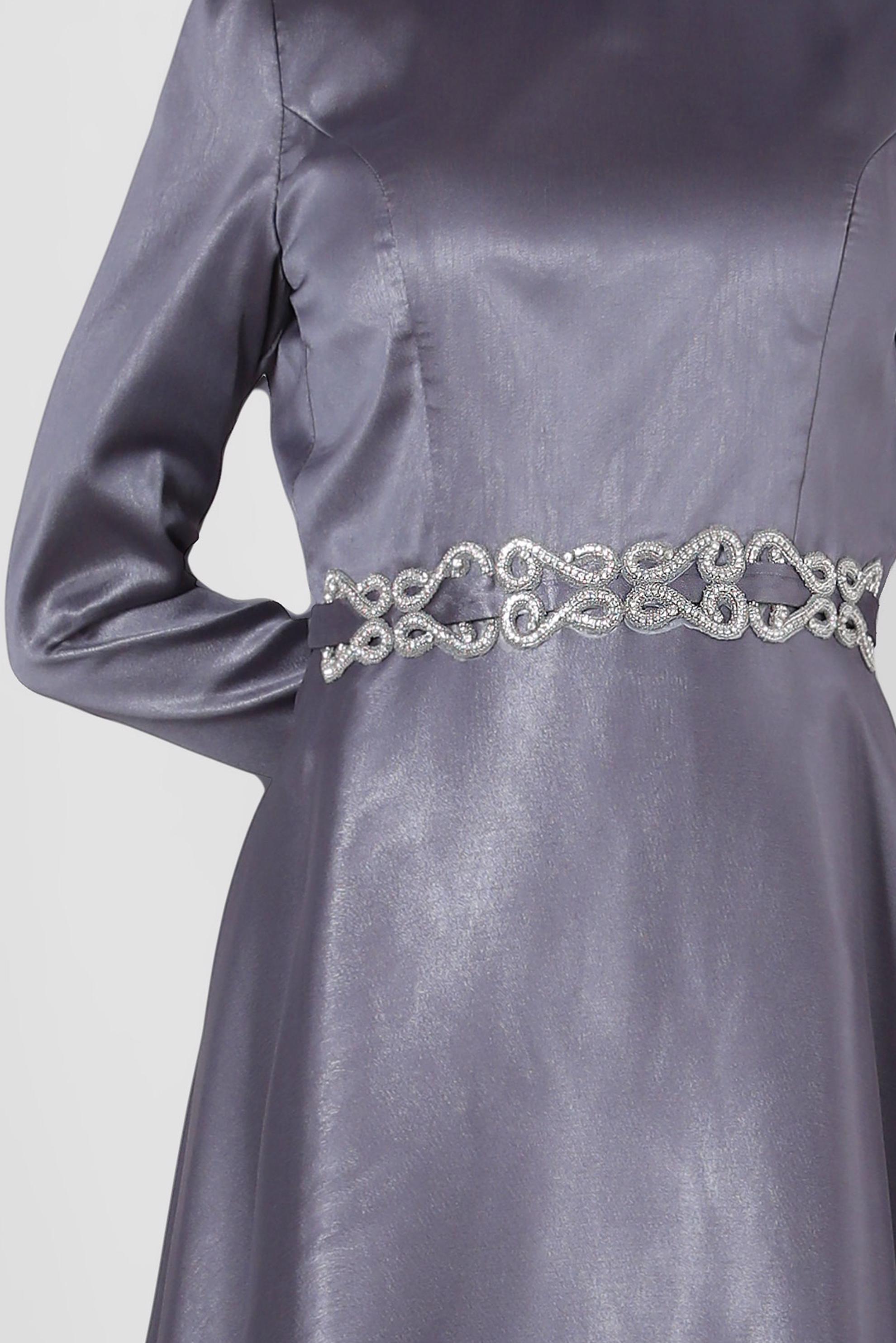 Vêtements hijab POURPRE ROBE DE SOIRÉE EN MOUSSELINE AVEC CEINTURE 50314