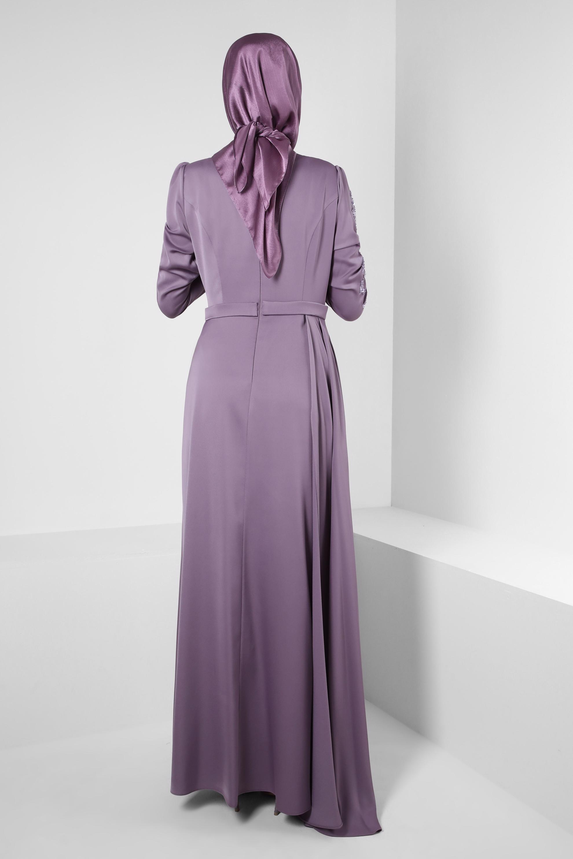 Vêtements hijab POURPRE ROBE DE SOIRÉE EN SATIN À SEQUINS 50319