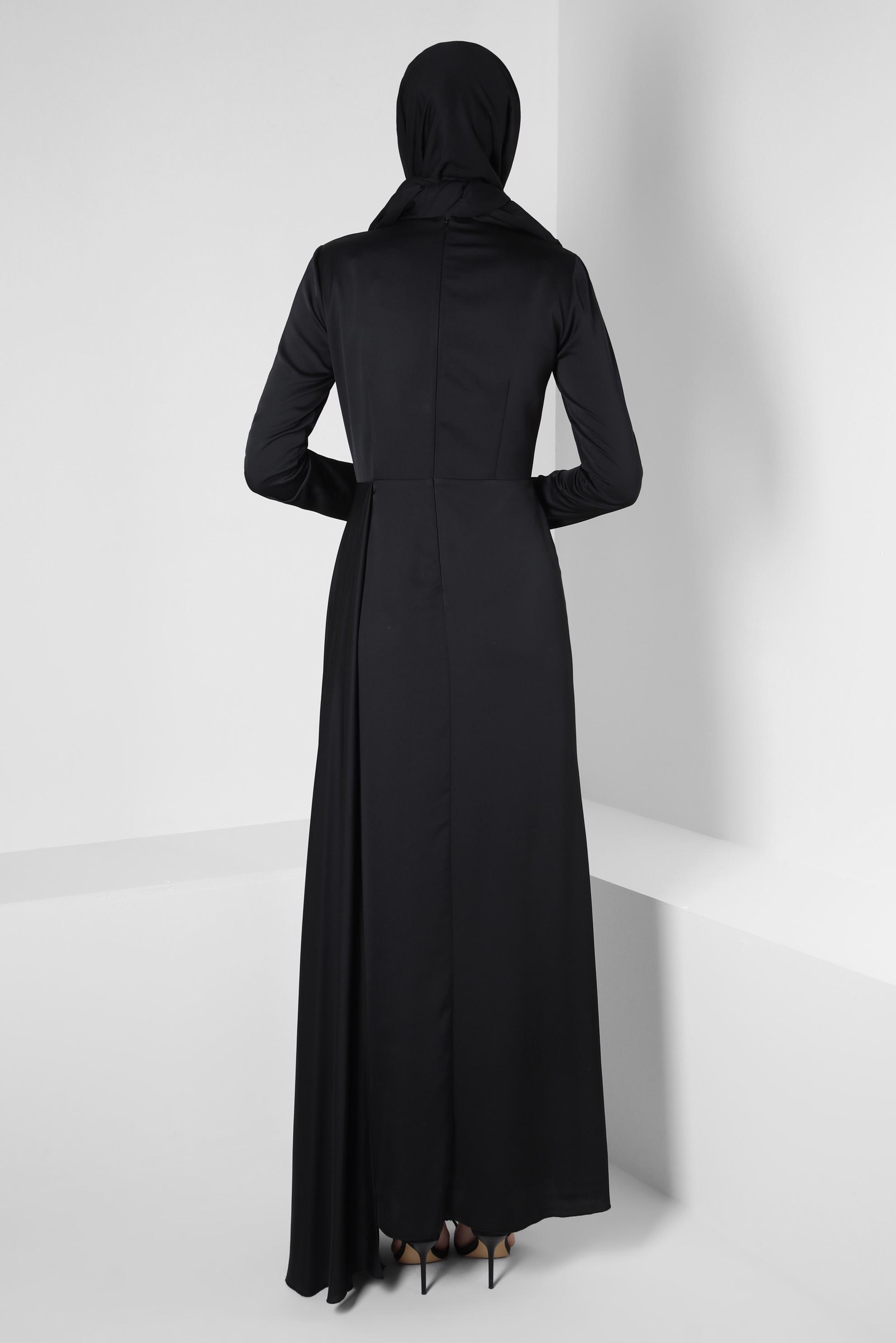 Vêtements hijab NOIR ROBE DE SOIRÉE EN SATIN 50323