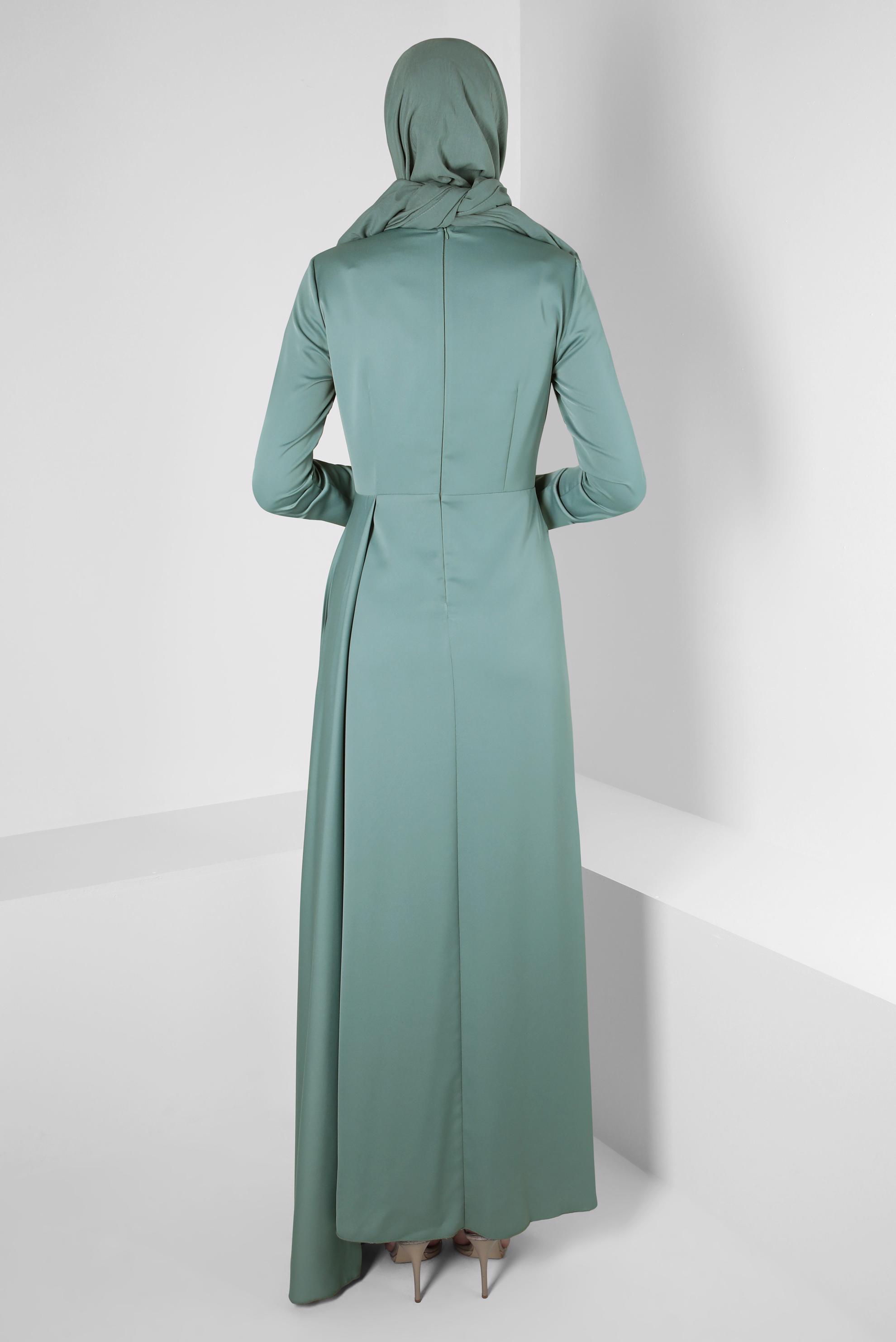 Vêtements hijab VERT ROBE DE SOIRÉE EN SATIN 50323