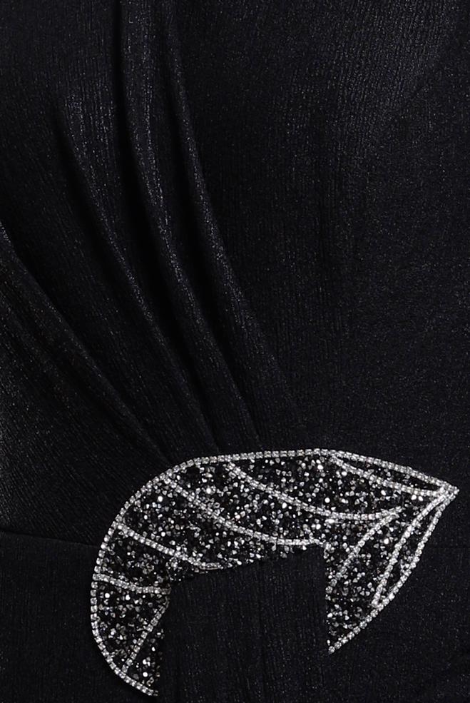 Vêtements hijab NOIR ROBE DE SOIRÉE BRODÉE GEMMES 50327 - ALVİNA