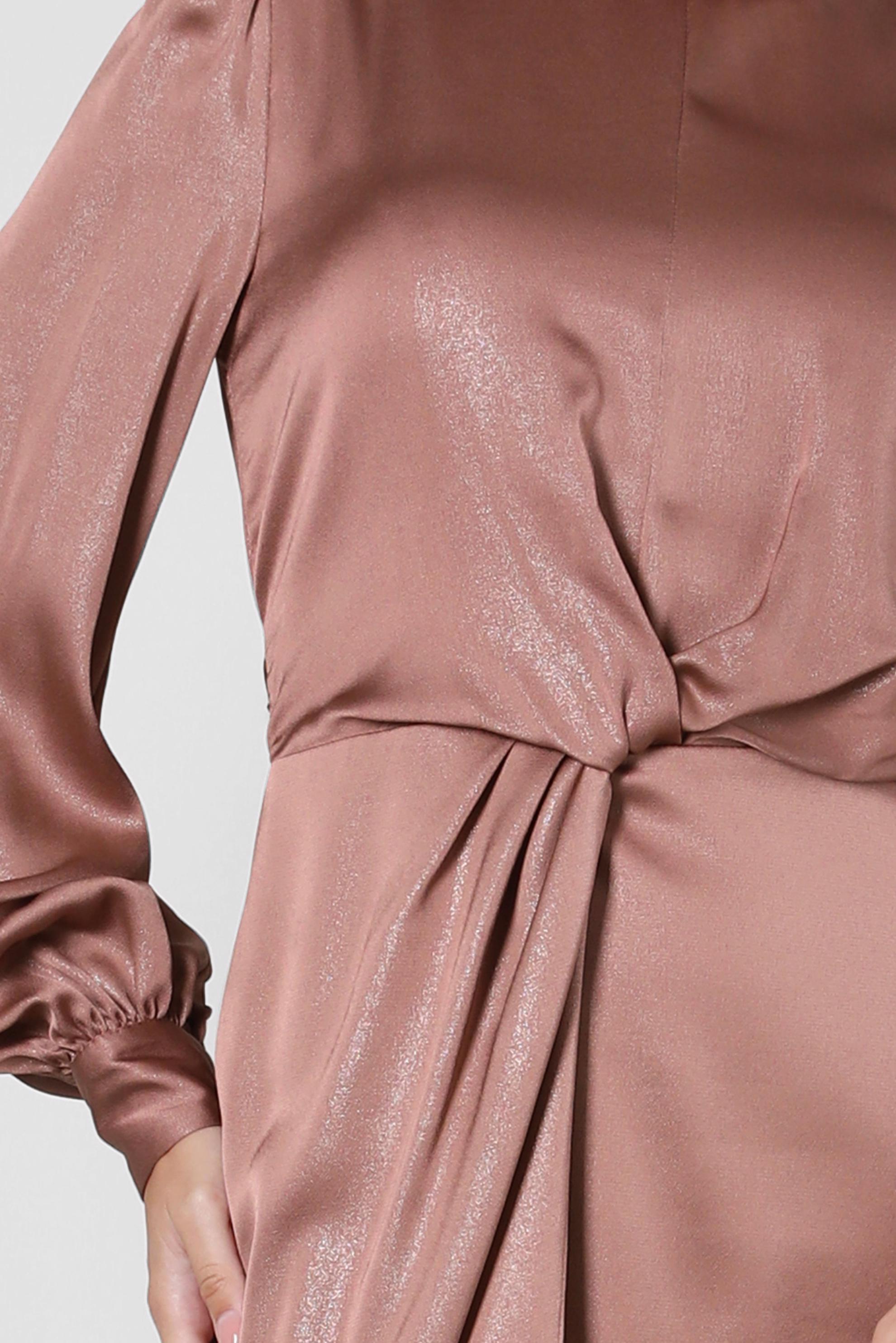 Vêtements hijab BRUN ROBE DE SOIRÉE CEINTURÉE DÉTAIL SMOCKING 50328