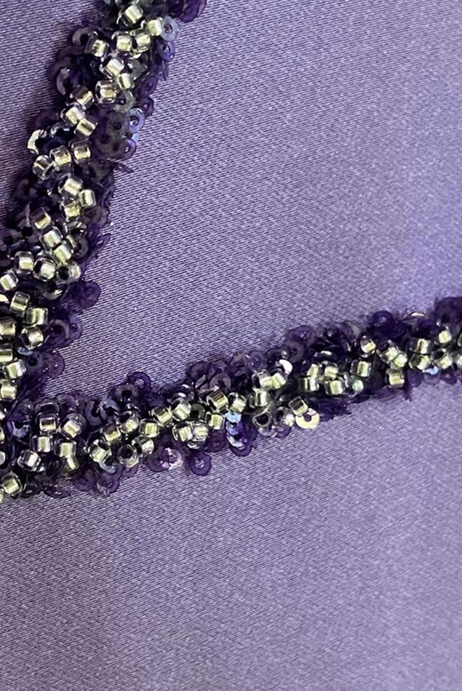 Vêtements hijab POURPRE ROBE DE SOIRÉE EN SATIN PERLÉ 50357 - ALVİNA