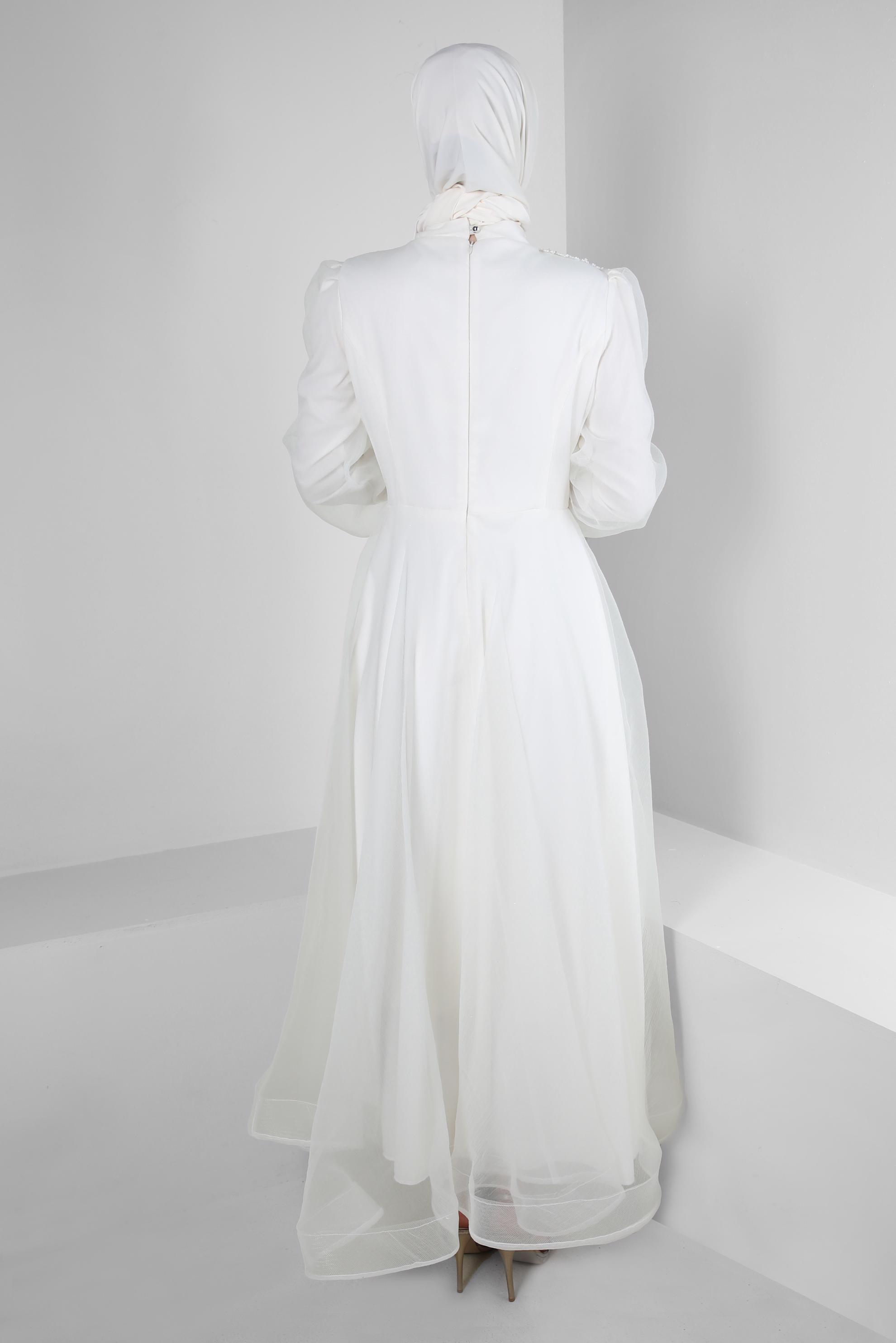 Vêtements hijab BLANC ROBE DE SOIRÉE EN ORGANZA À SEQUINS 50372