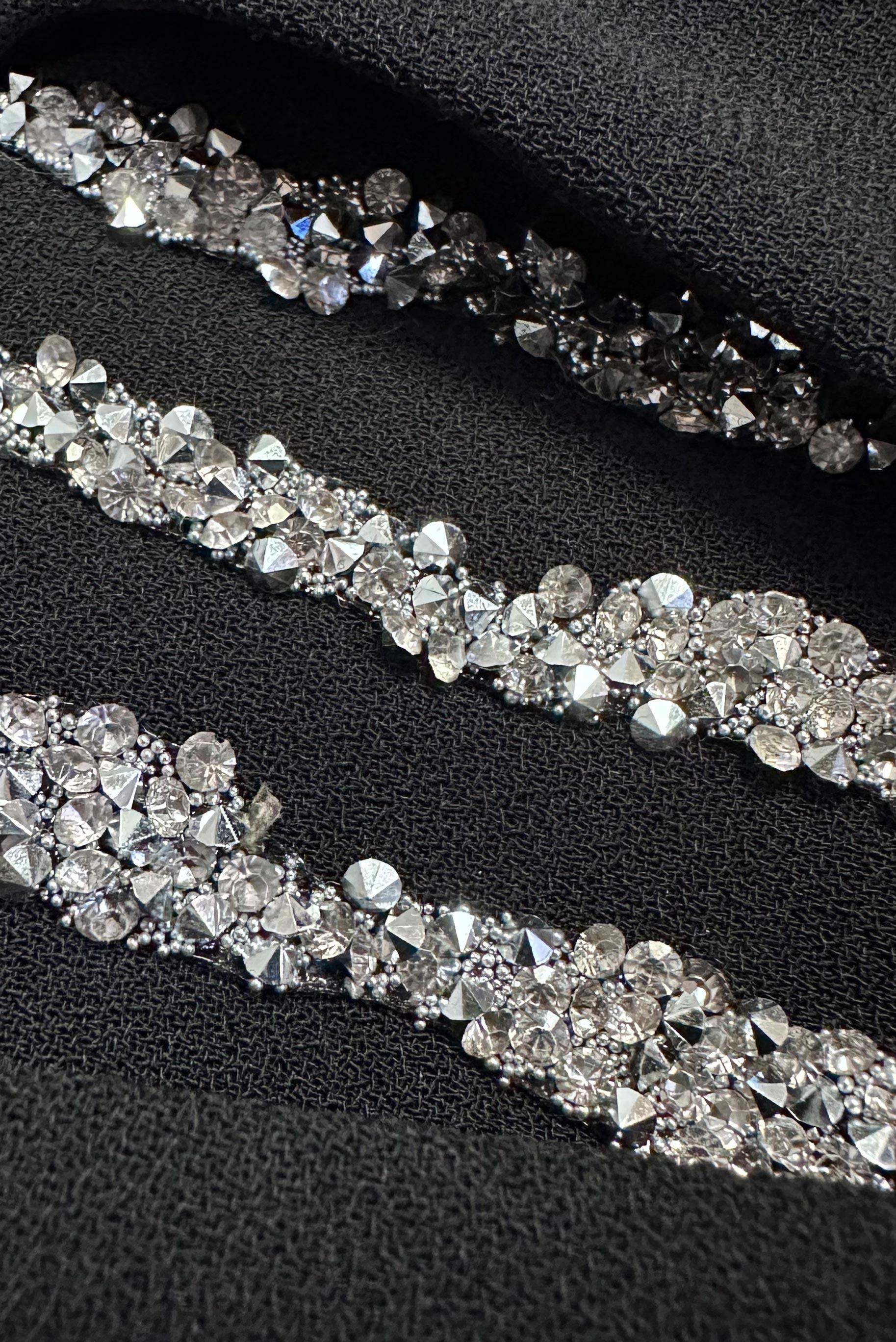 Tesettür giyim SİYAH PUL PAYET DETAYLI KEMERLİ ABİYE ELBİSE 50376