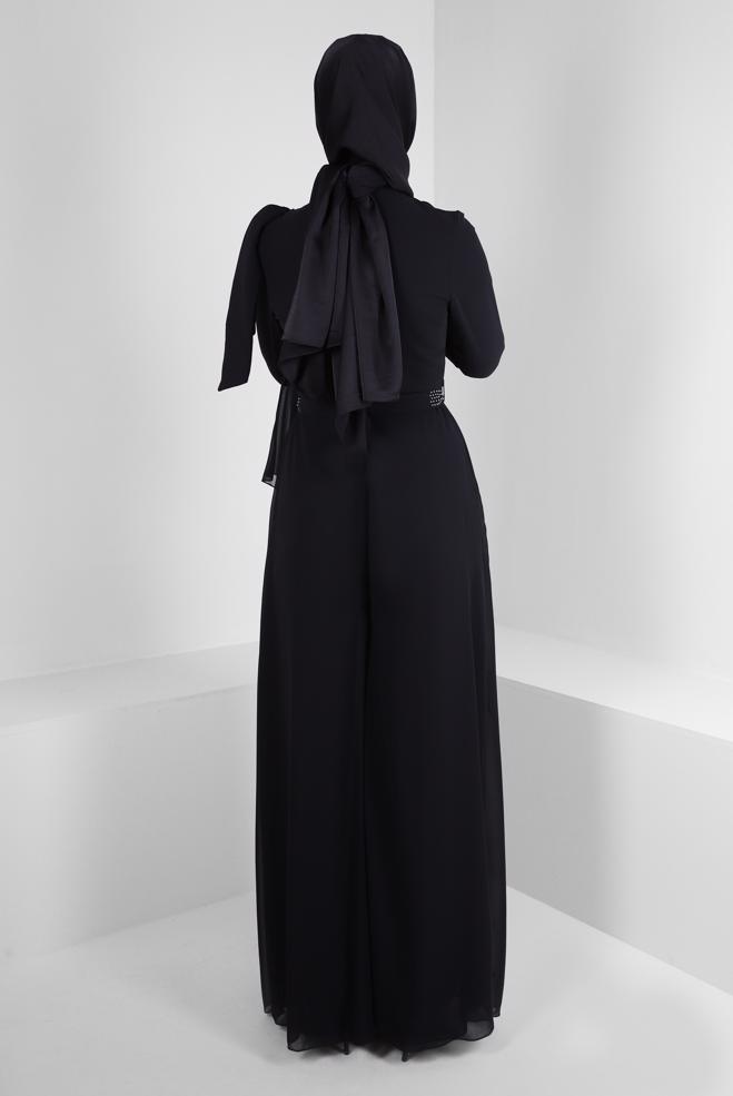 Tesettür giyim  TAŞ İŞLEMELİ ŞİFON ABİYE TULUM 50392 - ALVİNA