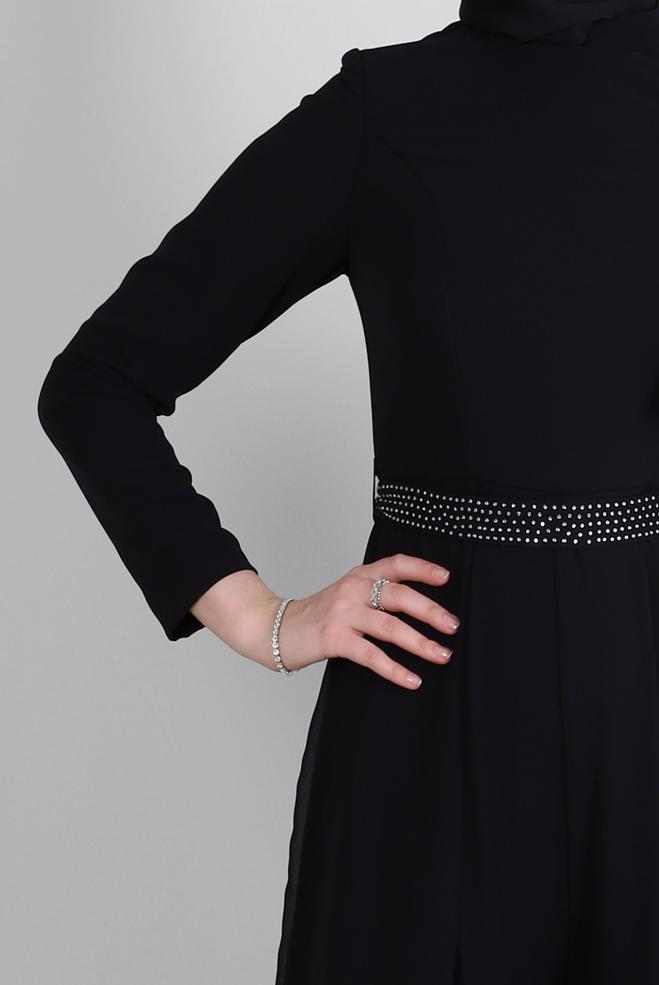 Tesettür giyim  TAŞ İŞLEMELİ ŞİFON ABİYE TULUM 50392 - ALVİNA