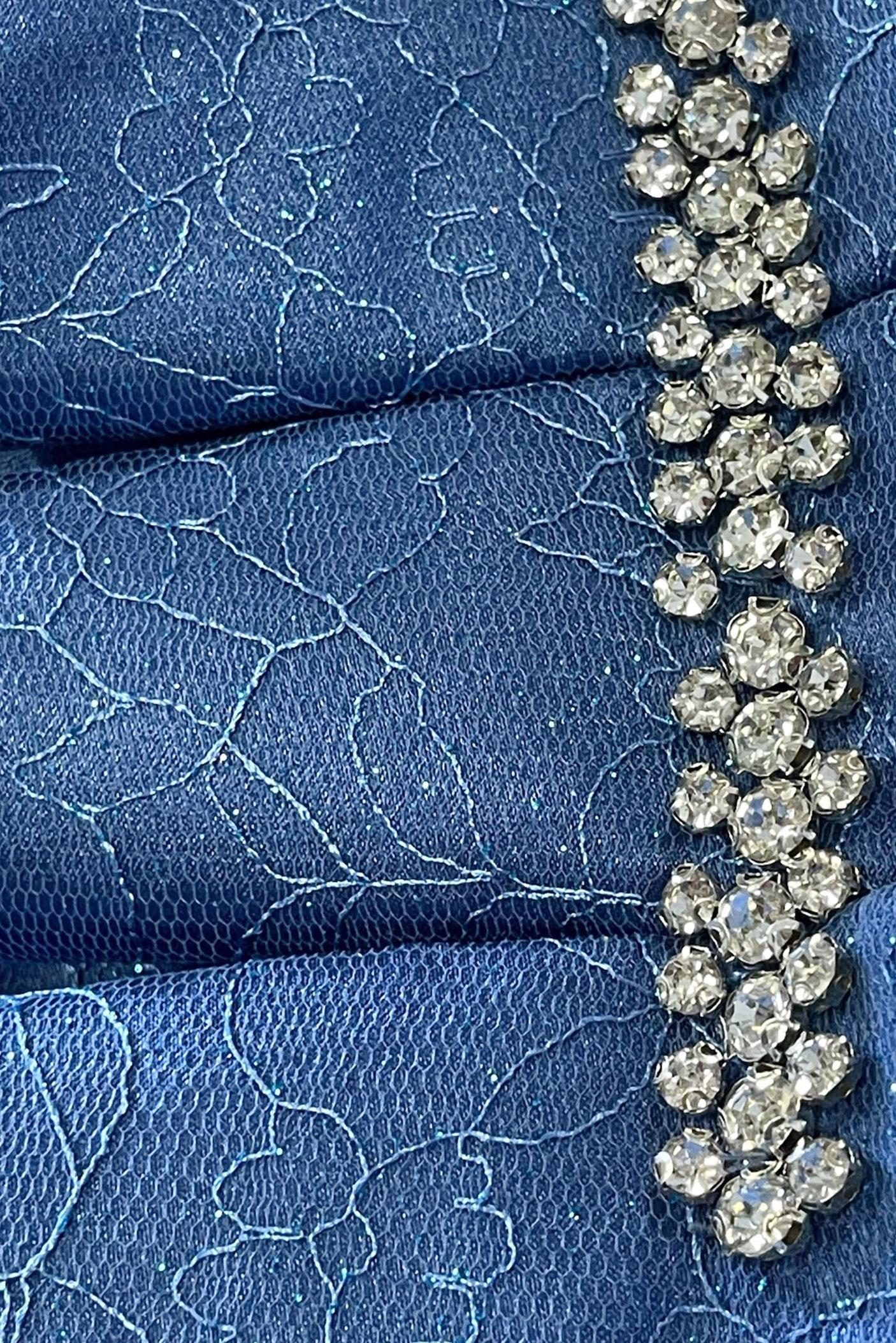 Vêtements hijab BLEU ROBE DE SOIRÉE DÉTAIL ÉPAULE AVEC DENTELLE PAILLETTE 50395