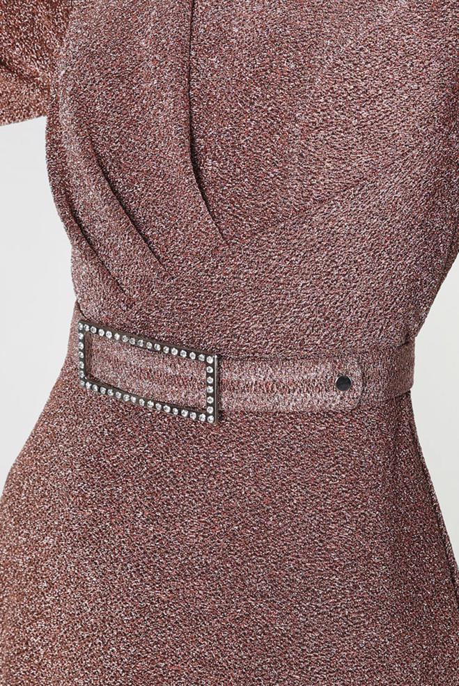 Hijab-Kleidung PULVER KEMERLİ SİMLİ ABİYE ELBİSE 50396 - ALVİNA