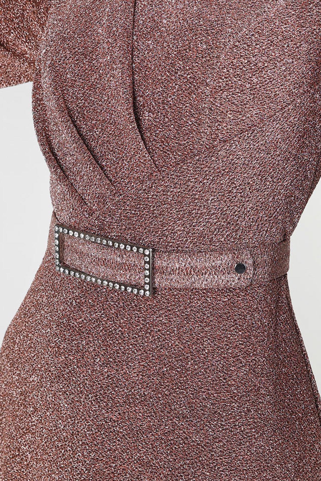 Tesettür giyim PUDRA KEMERLİ SİMLİ ABİYE ELBİSE 50396