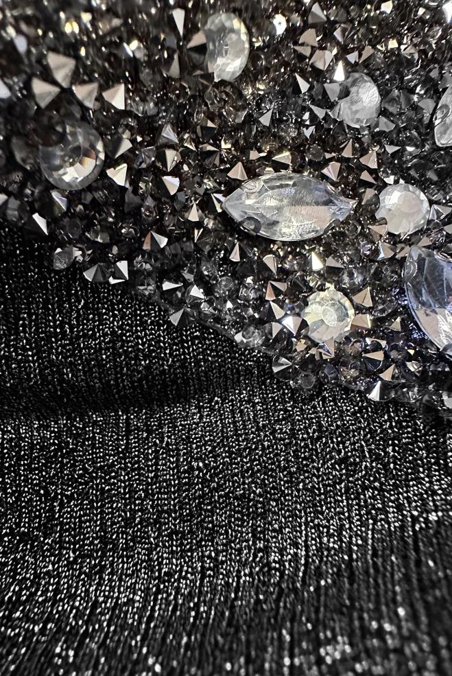 Vêtements hijab NOIR ROBE DE SOIRÉE BRODÉE GEMME 50398 - ALVİNA