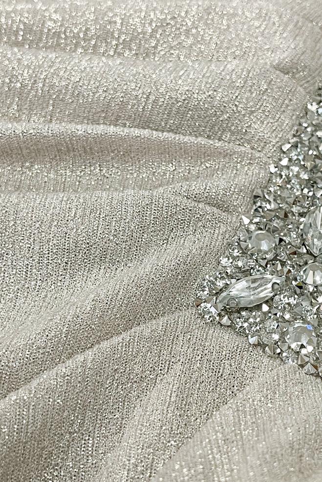 Hijab-Kleidung BEIGE TAŞ BASKILI SİMLİ ABİYE ELBİSE 50398 - ALVİNA