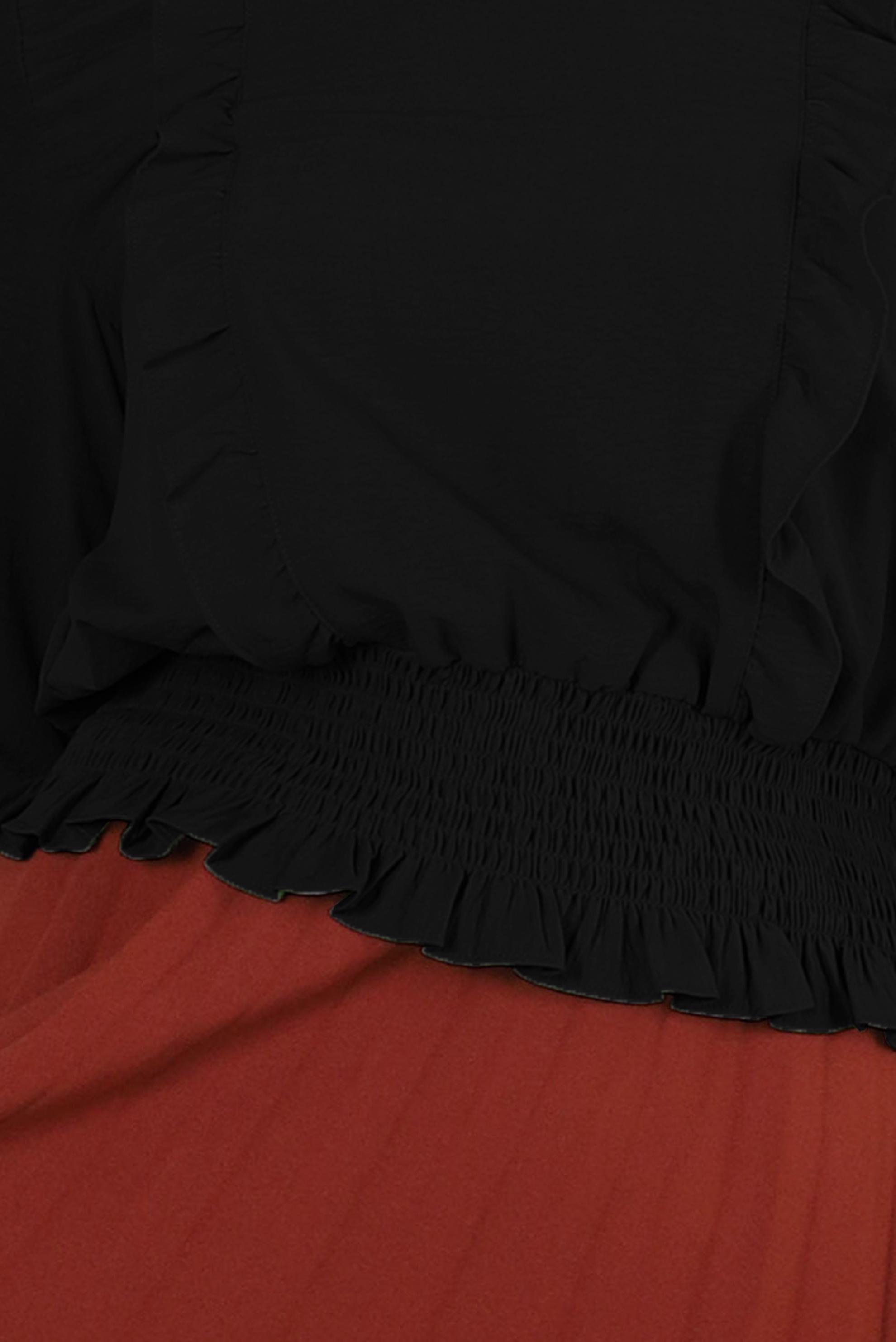 Vêtements hijab NOIR BLOUSE À VOLANTS AVEC TAILLE ÉLASTIQUE 43551