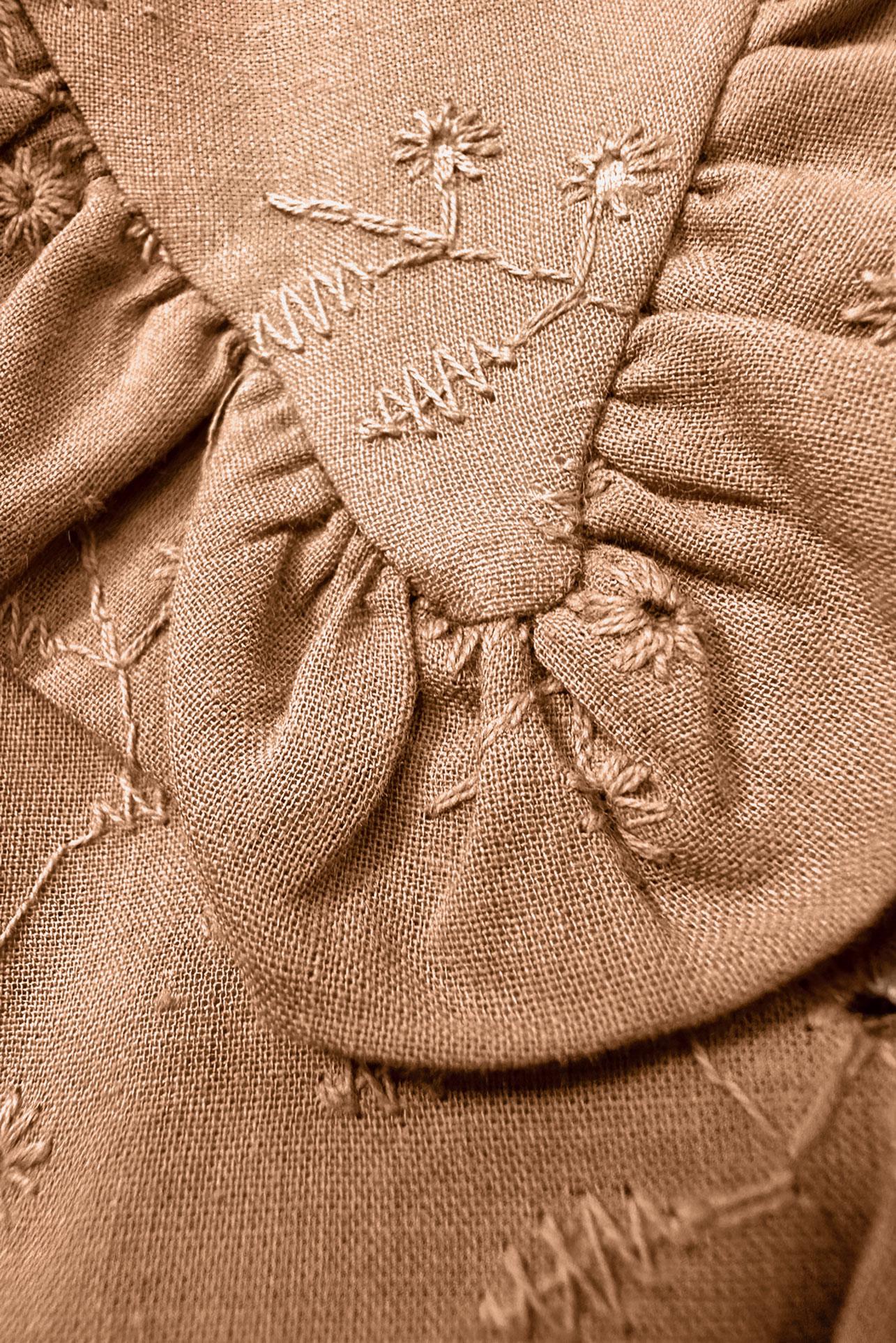 Vêtements hijab BRUN BLOUSE DÉTAIL COL À TAILLE ÉLASTIQUE 43570