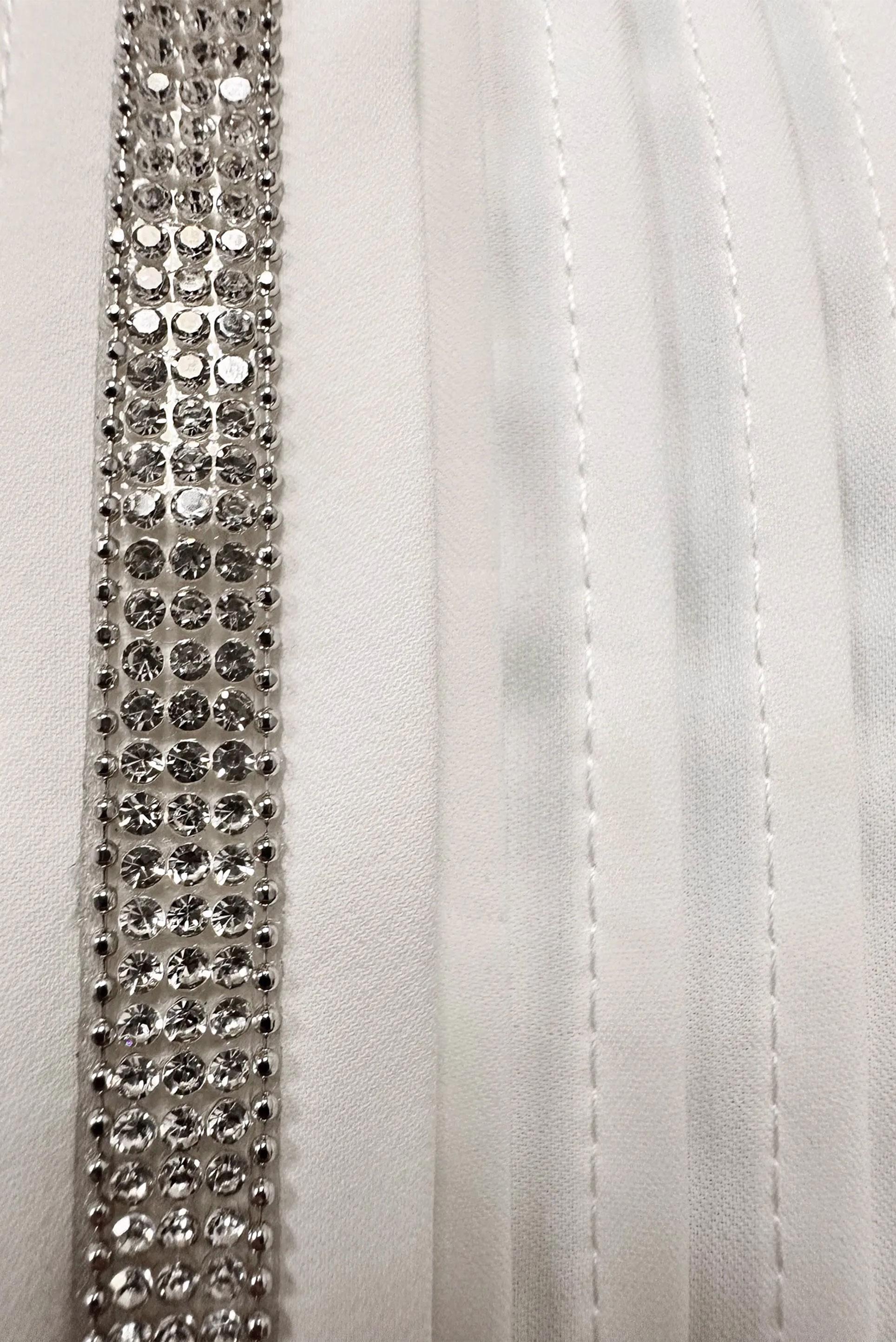 Tesettür giyim BEYAZ TAŞ DETAYLI GÖMLEK YAKA BLUZ 43574