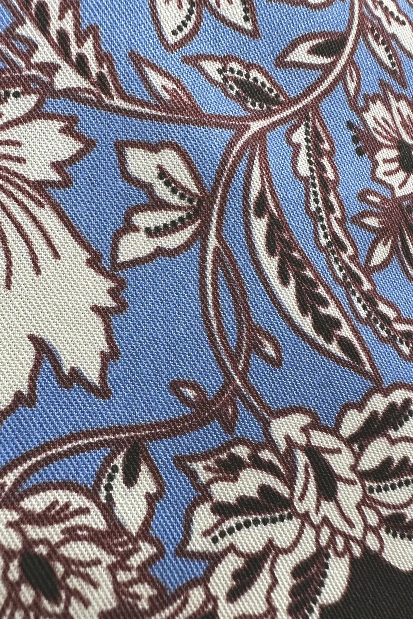 Tesettür giyim MAVİ DESENLİ MANŞETLERİ BAĞLAMA DETAYLI BLUZ 43714