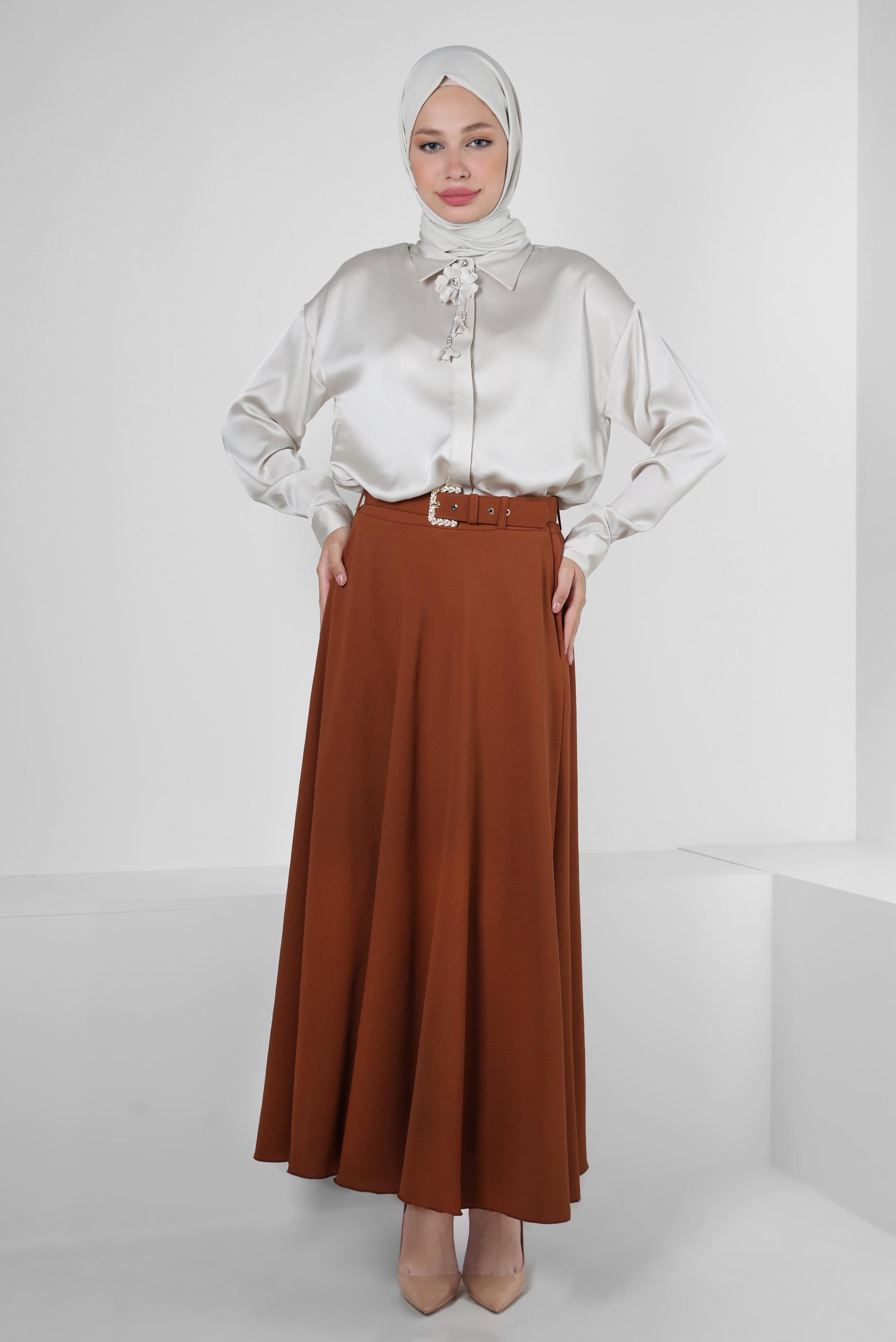 Vêtements hijab BEIGE BLOUSE DÉTAILLÉE FLEUR 43799