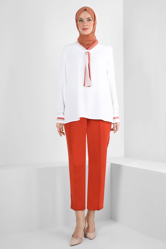 Tesettür giyim  YAKASI BAĞLAMA DETAYLI BLUZ 43800 - ALVİNA