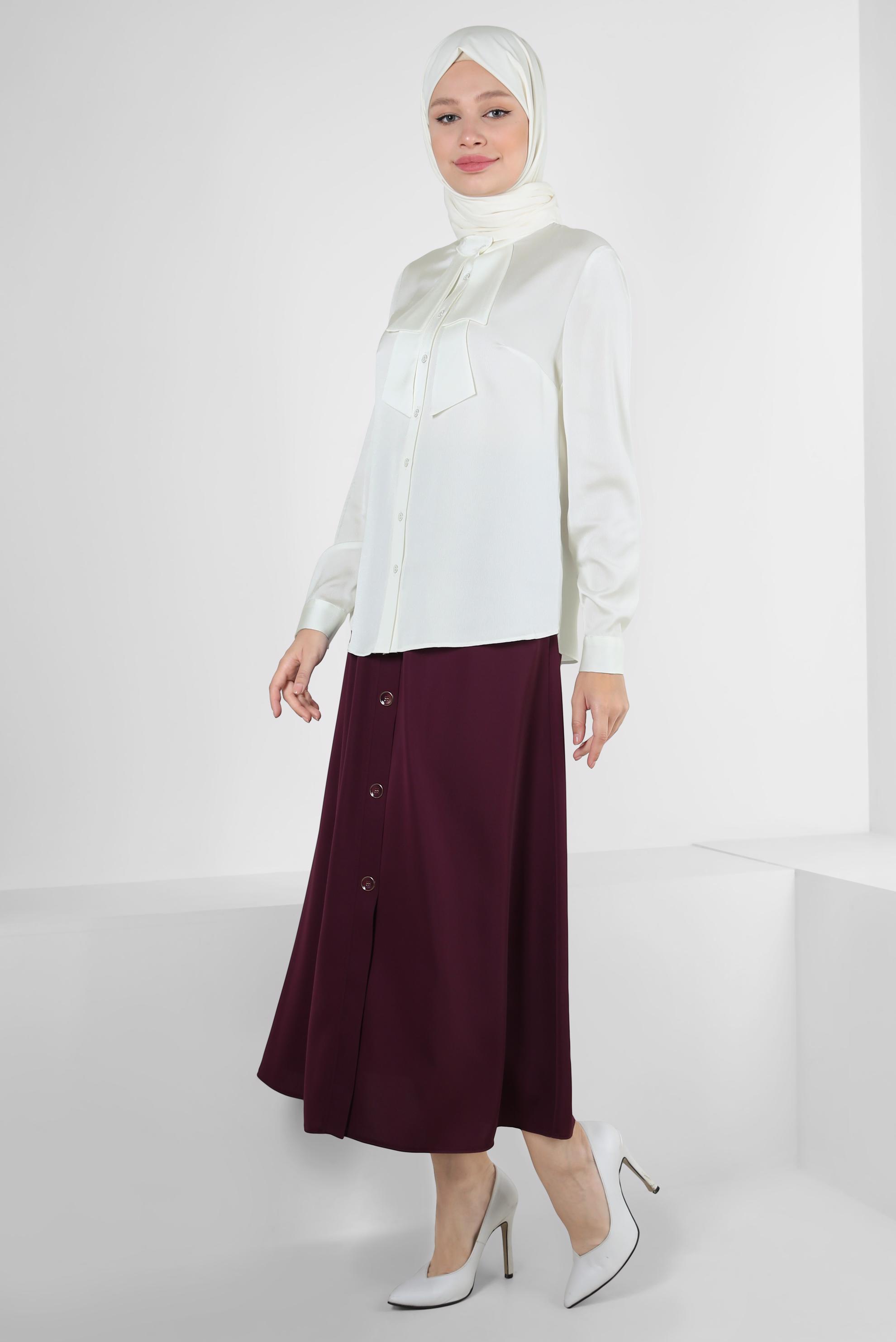 Vêtements hijab BLANC BLOUSE EN SATIN À BOUTONS 43867
