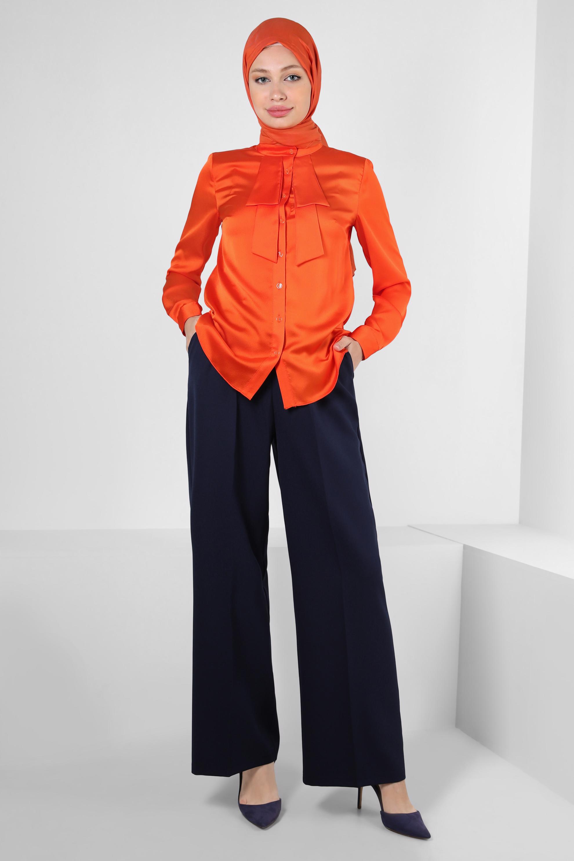 BUTTONED SATIN BLOUSE 43867 ALVİNA