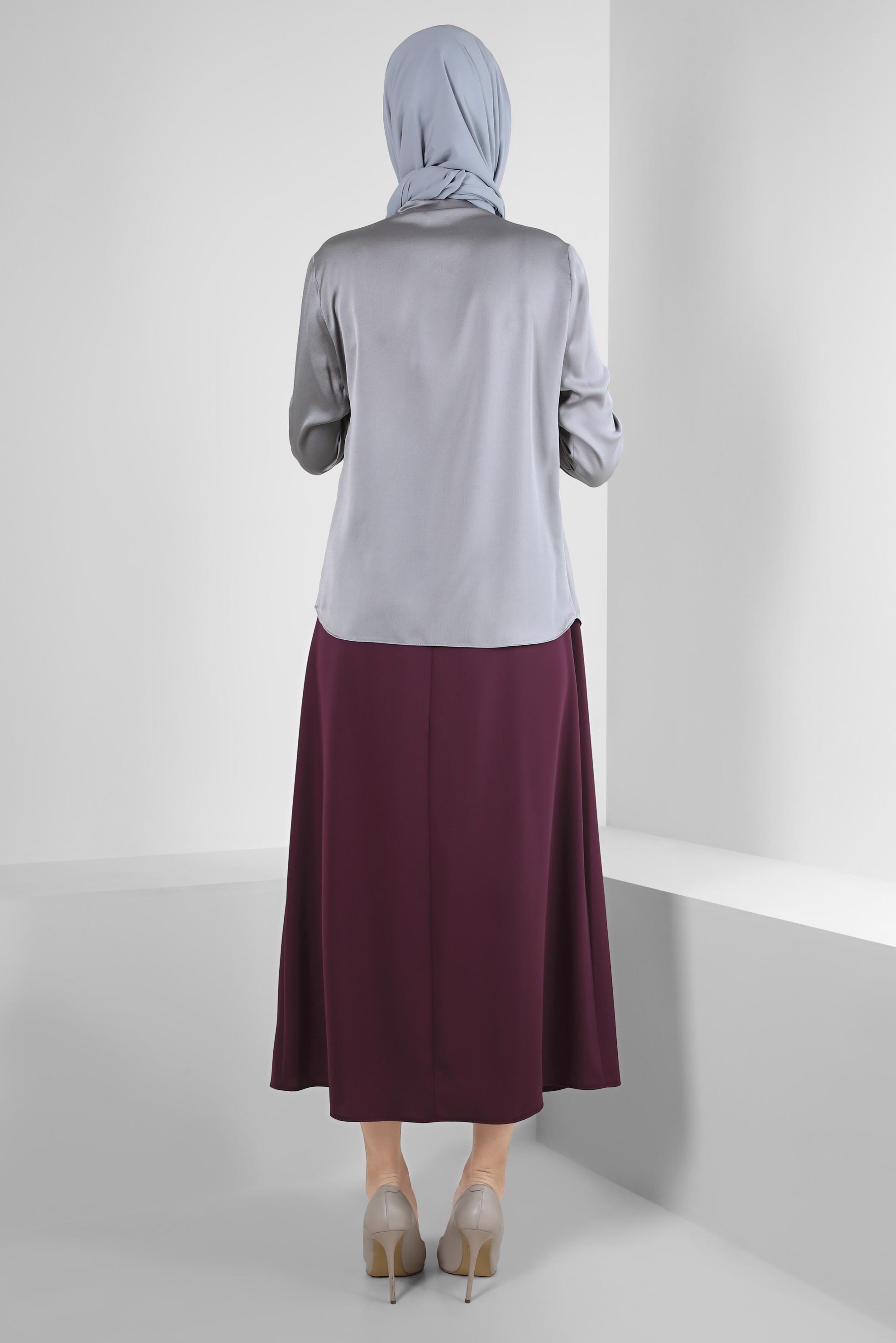 Hijab clothing GREY BUTTONED SATIN BLOUSE 43867