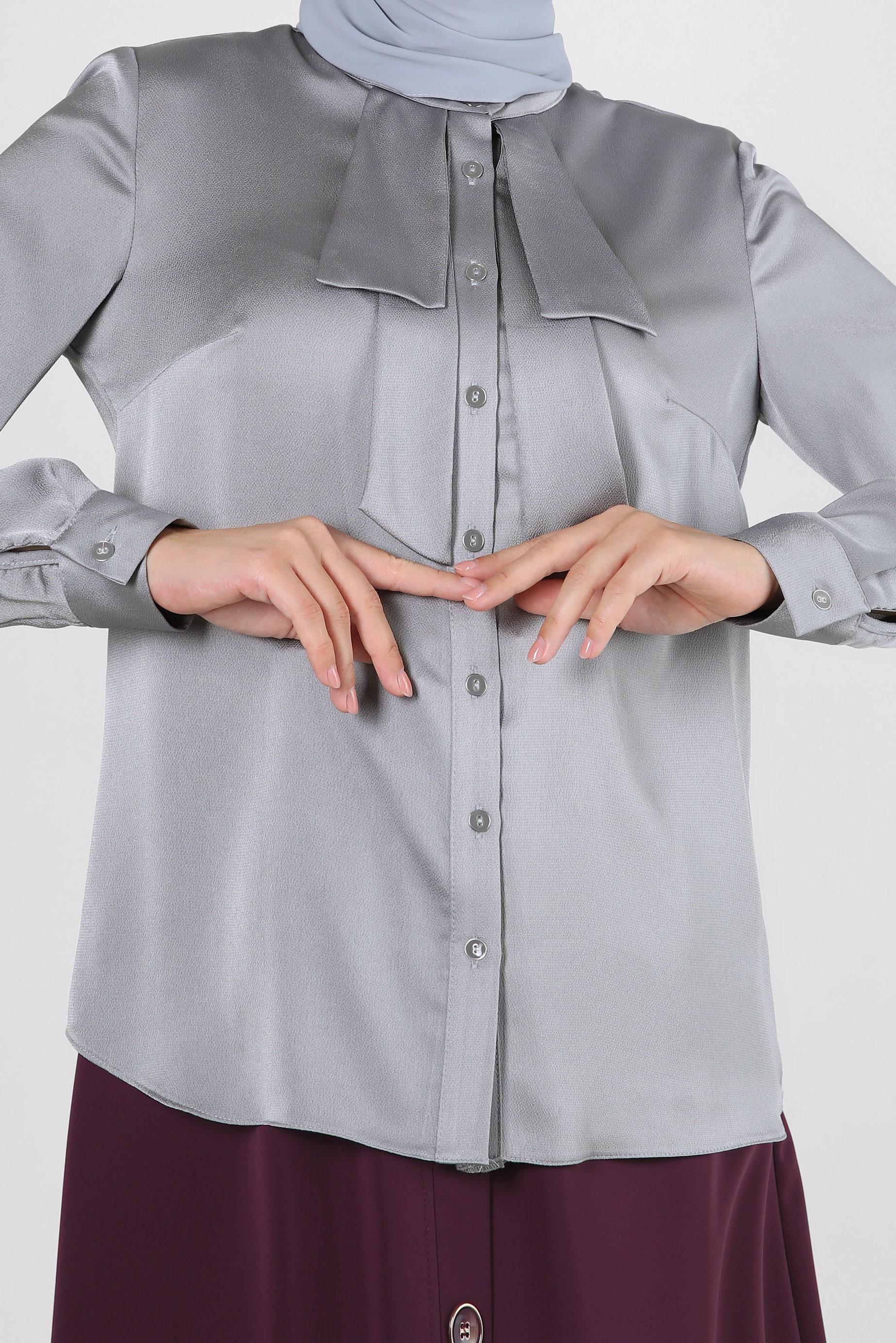 Hijab clothing GREY BUTTONED SATIN BLOUSE 43867