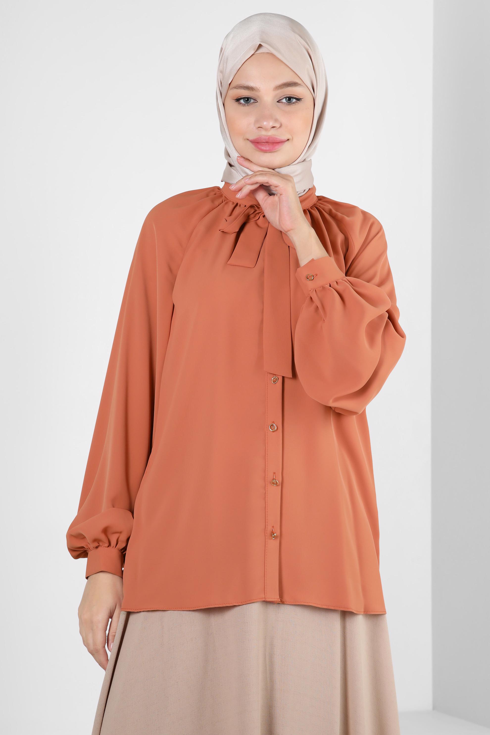 Vêtements hijab TABA BLOUSE À COL NOUÉ 43869